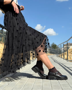 Image of Kola Black bebe t-bar in nappa nera artigianale marchigiana