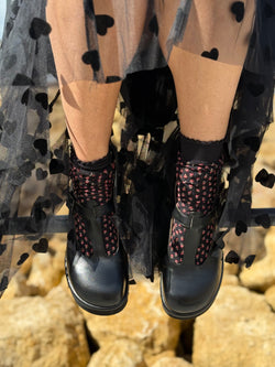 Image of Kola Black bebe t-bar in nappa nera artigianale marchigiana