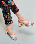 Pat White sandalo bianco in pelle tacco 6 cm. artigianale