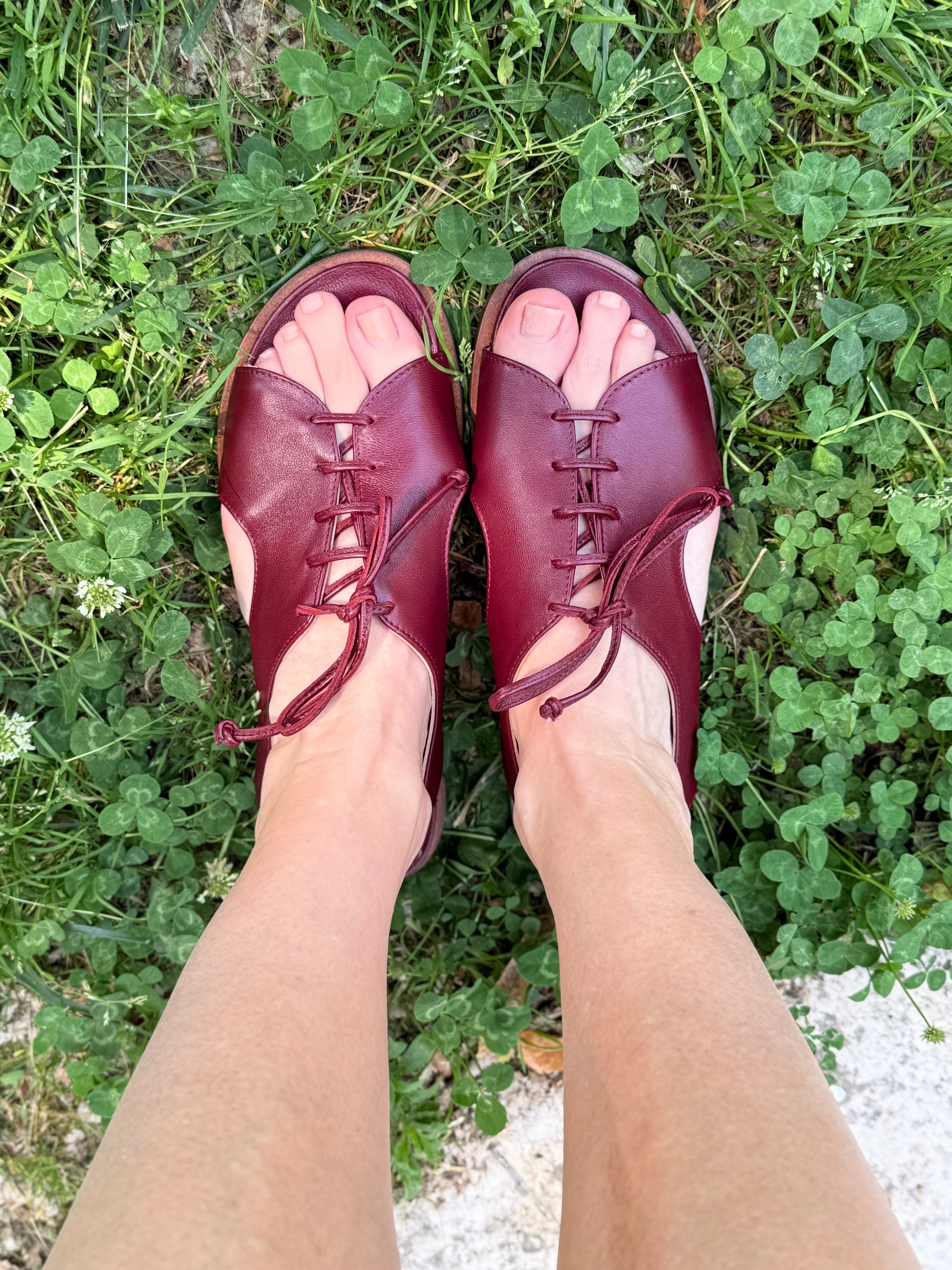 Image of Minipenny Wine sandalo in nappa bordeaux artigianale toscana