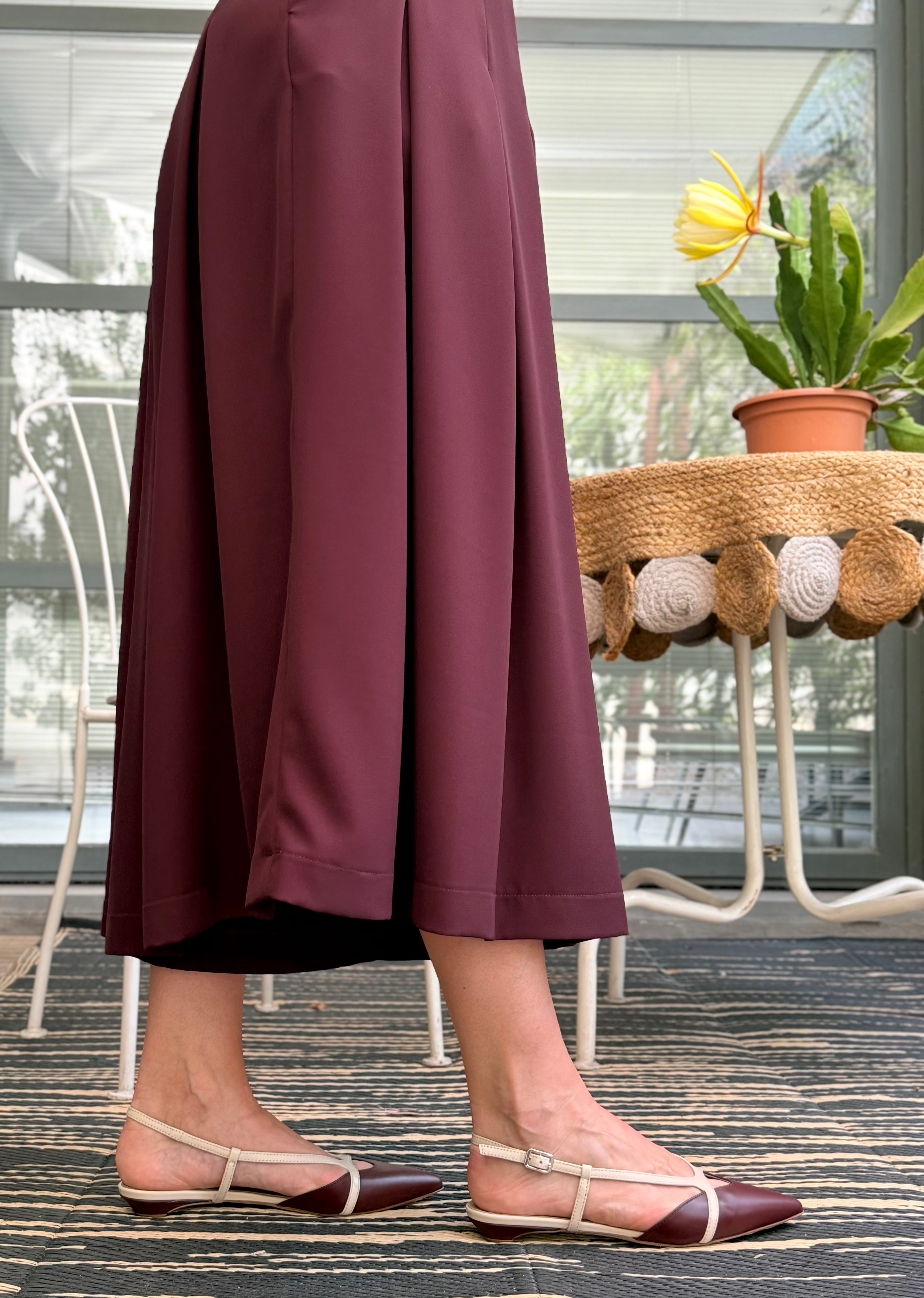 Image of Banfy Wine ballerina chanel in nappa bordeaux tacco 1 artigianale marchigiana