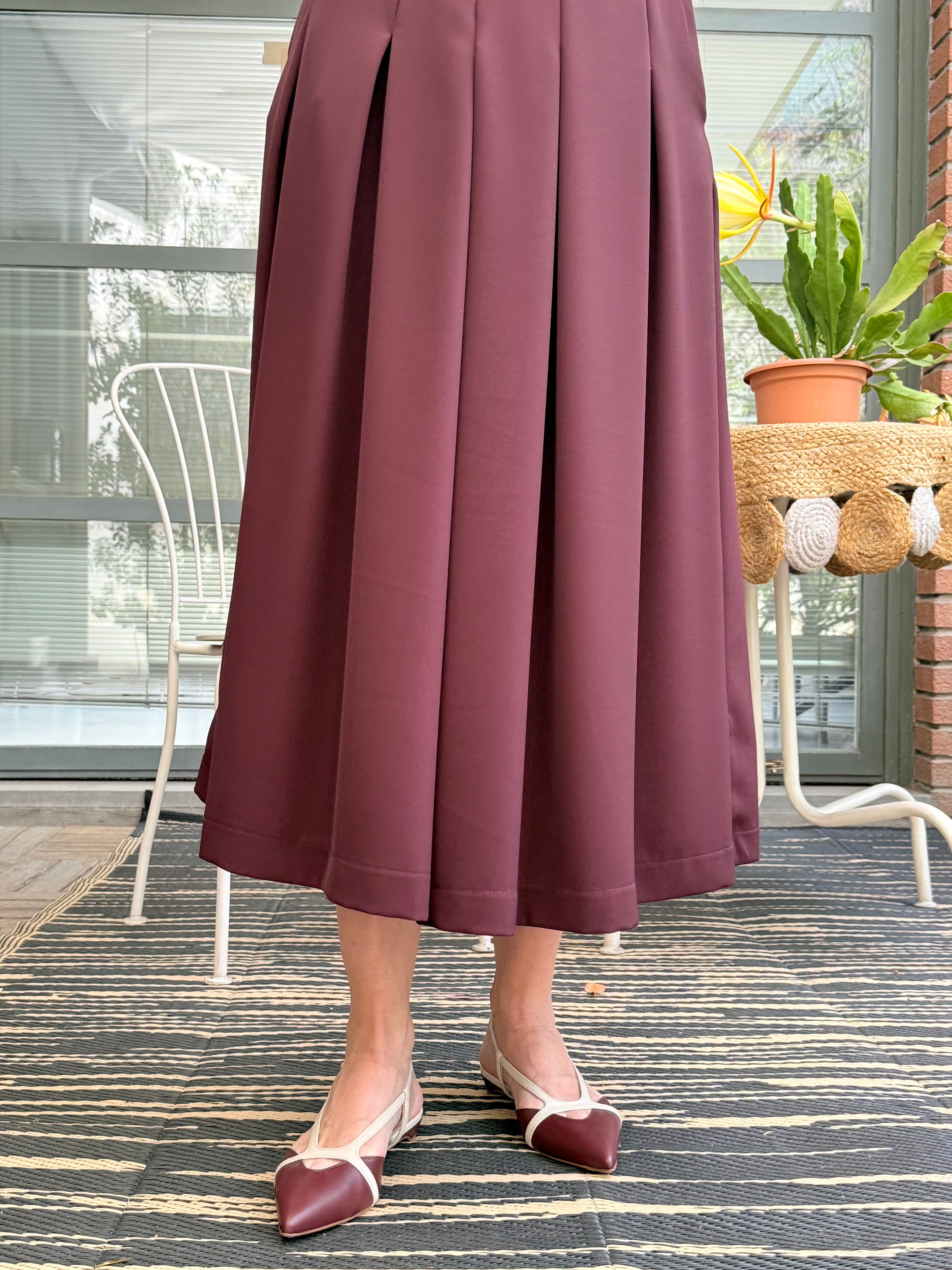 Image of Banfy Wine ballerina chanel in nappa bordeaux tacco 1 artigianale marchigiana