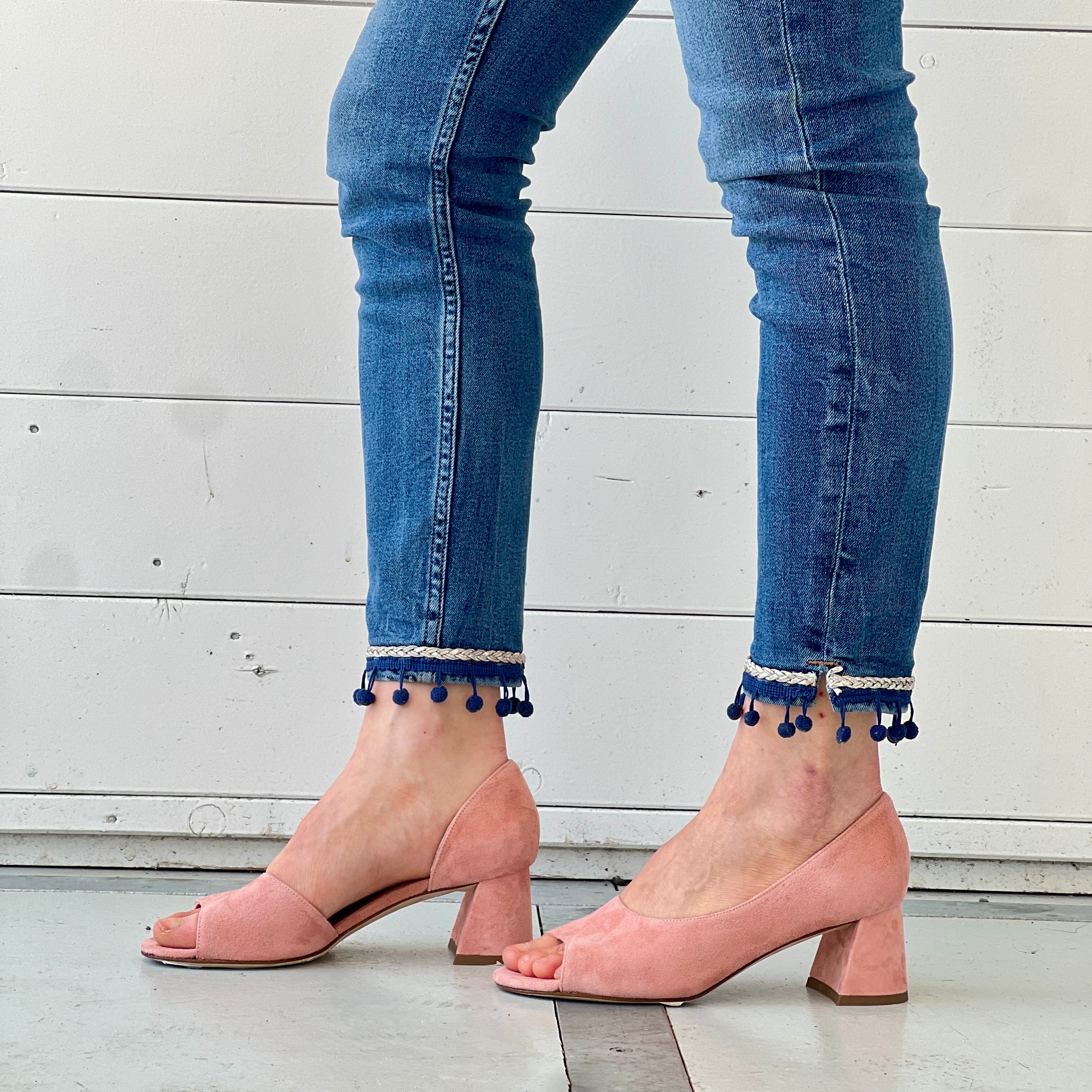 Dalì Pink spuntata d'orsay tacco 5 cm. camoscio rosa artigianale toscana