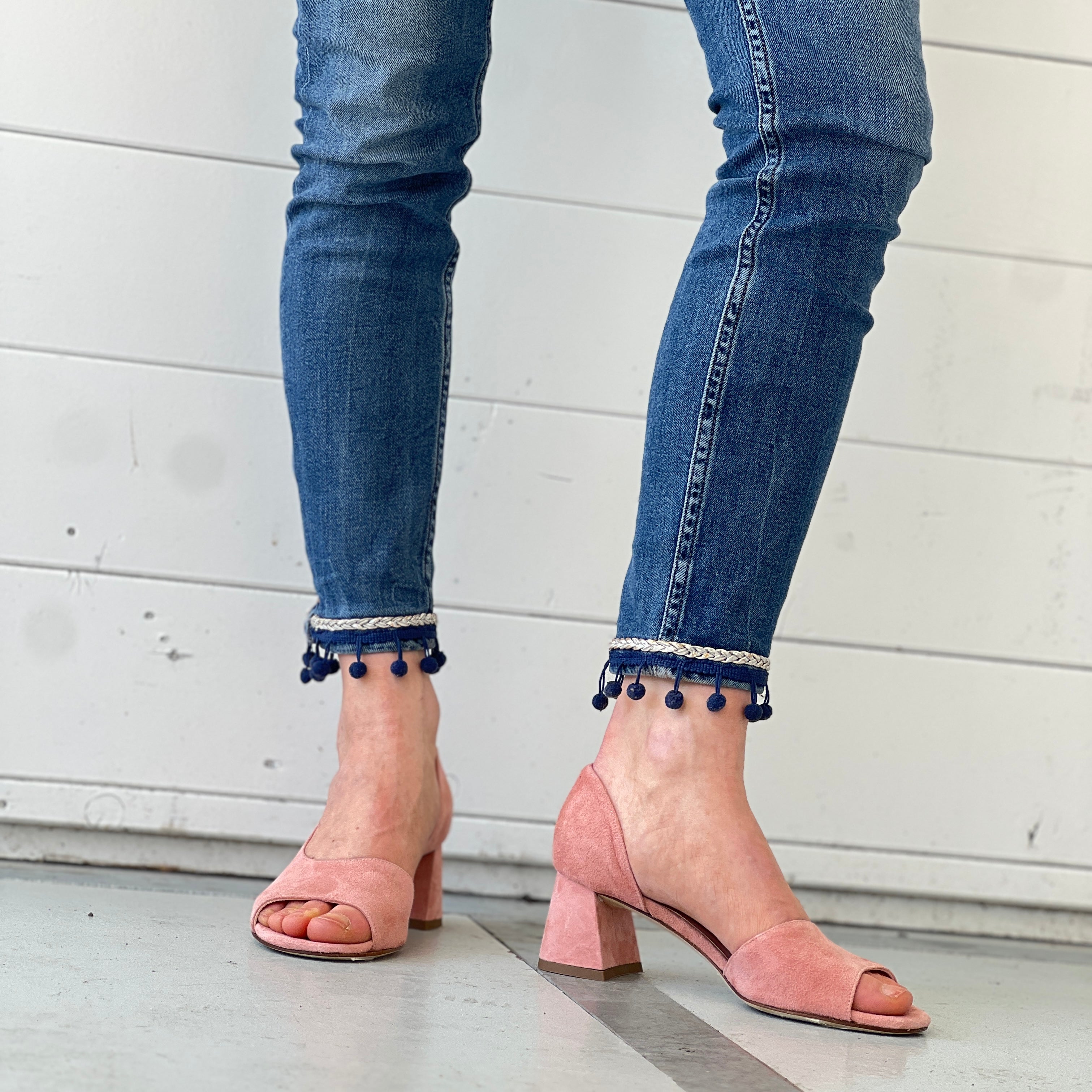 Dalì Pink spuntata d'orsay tacco 5 cm. camoscio rosa artigianale toscana