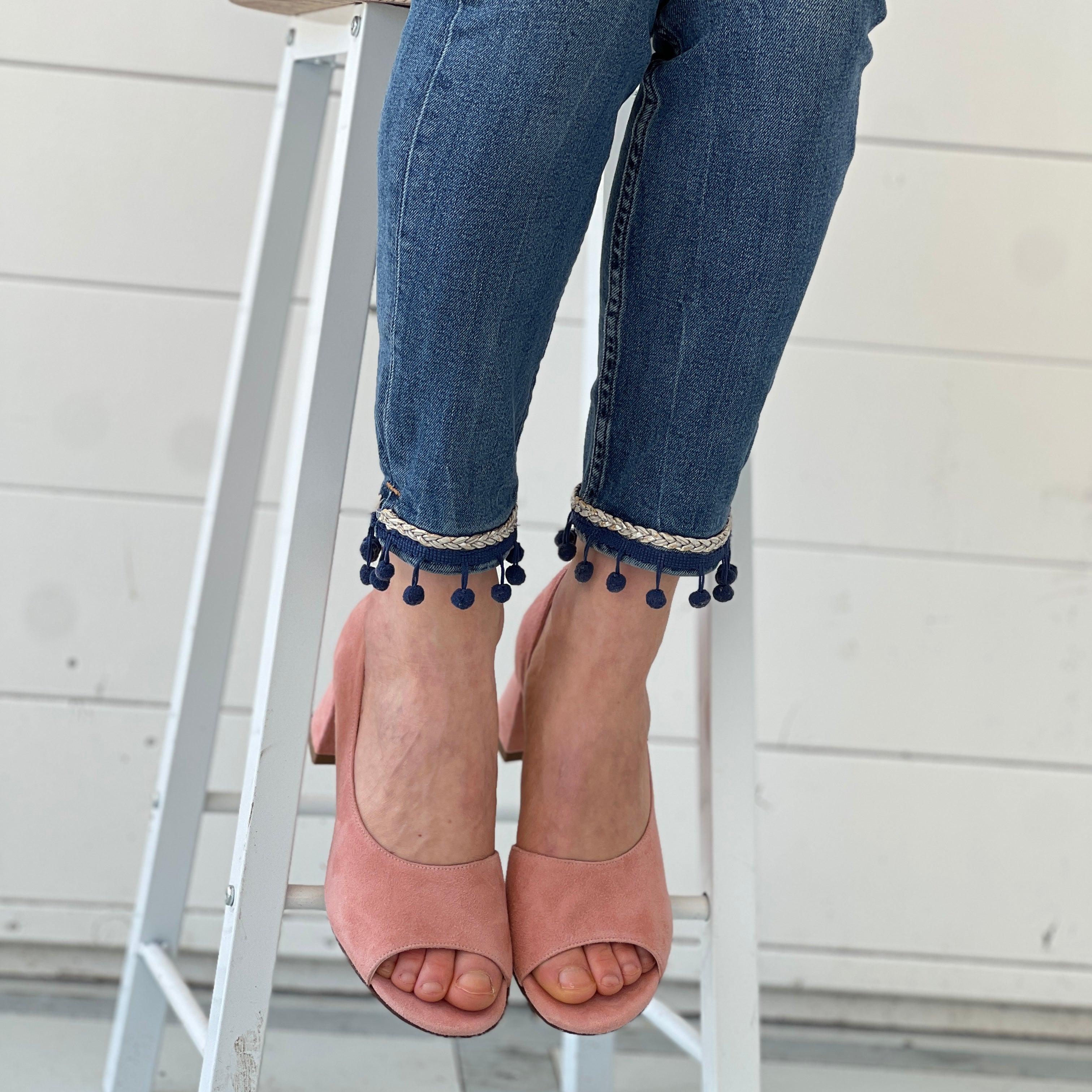 Dalì Pink spuntata d'orsay tacco 5 cm. camoscio rosa artigianale toscana