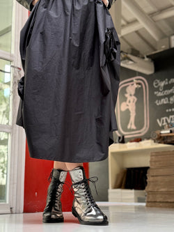 Image of Ramones Silver anfibio in nappa nera e laminata argento artigianale marchigiana