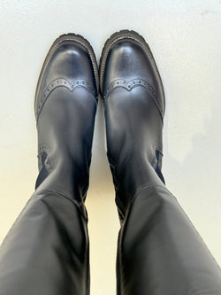Image of Ringo Navy stivale beatles in pelle blu con cerniera artigianale marchigiana