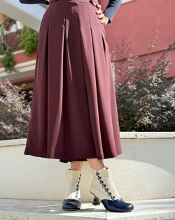 Image of MaryPoppins Cream tronchetto stile vintage in pelle blu e panna artigianale Lagattaconglistivali