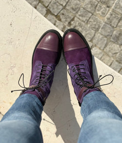 Image of Eagle Purple anfibio allacciato in camoscio viola artigianale marchigiana
