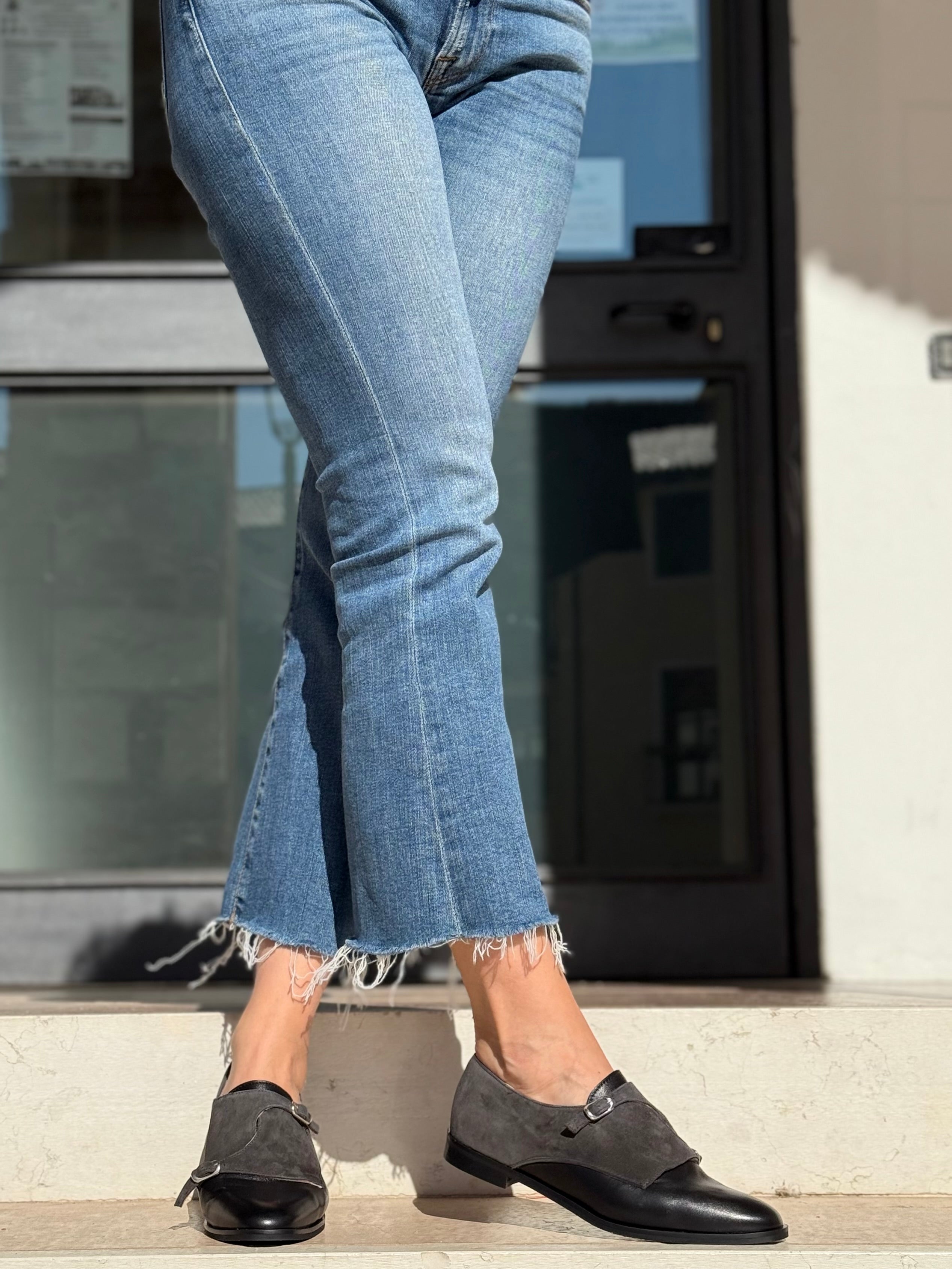 Image of Ramsay Black scarpina bassa in nappa e camoscio nero artigianale toscana