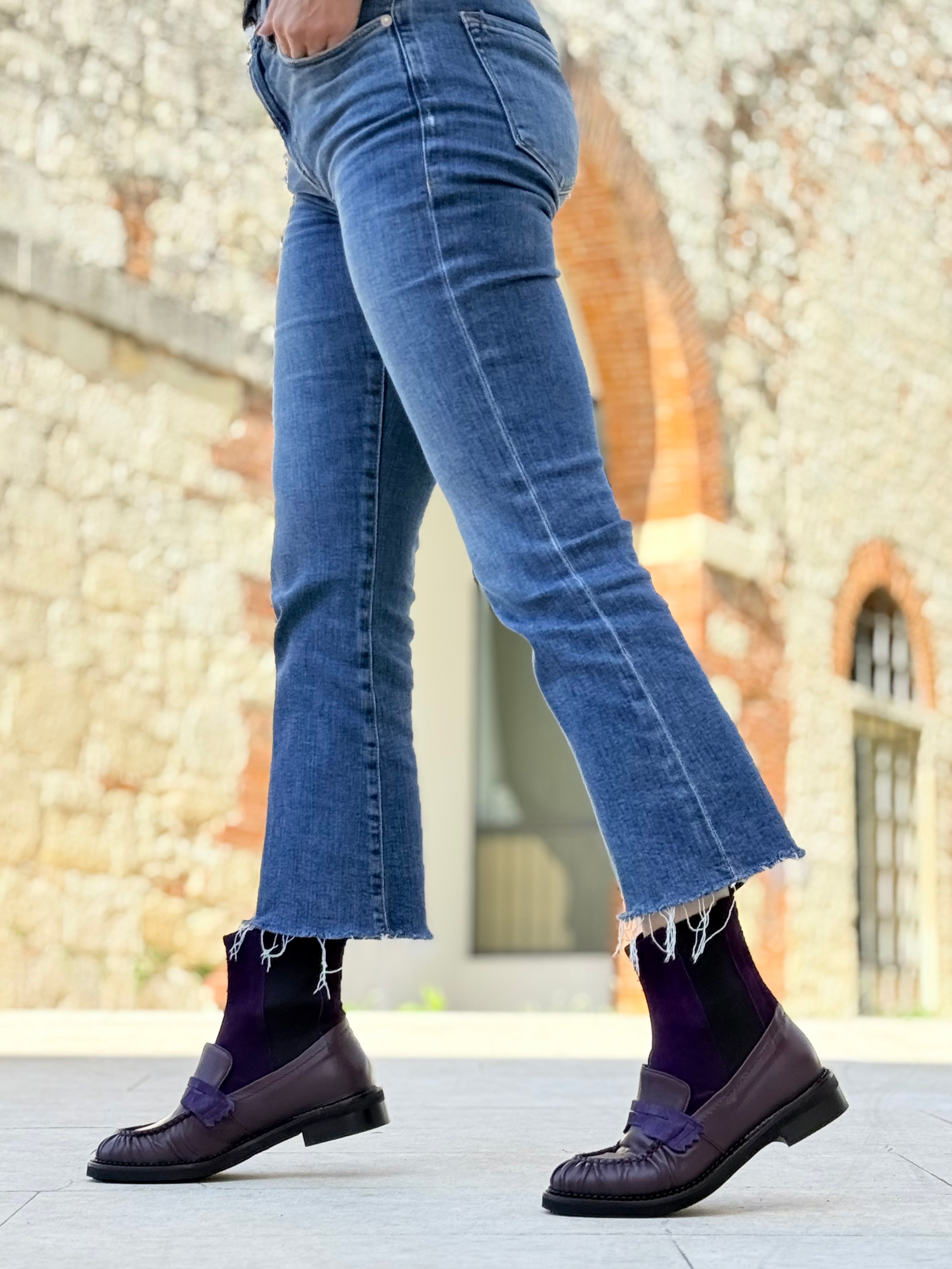 Banksy Purple stivaletto beatles in nappa prugna e camoscio viola artigianale marchigiana