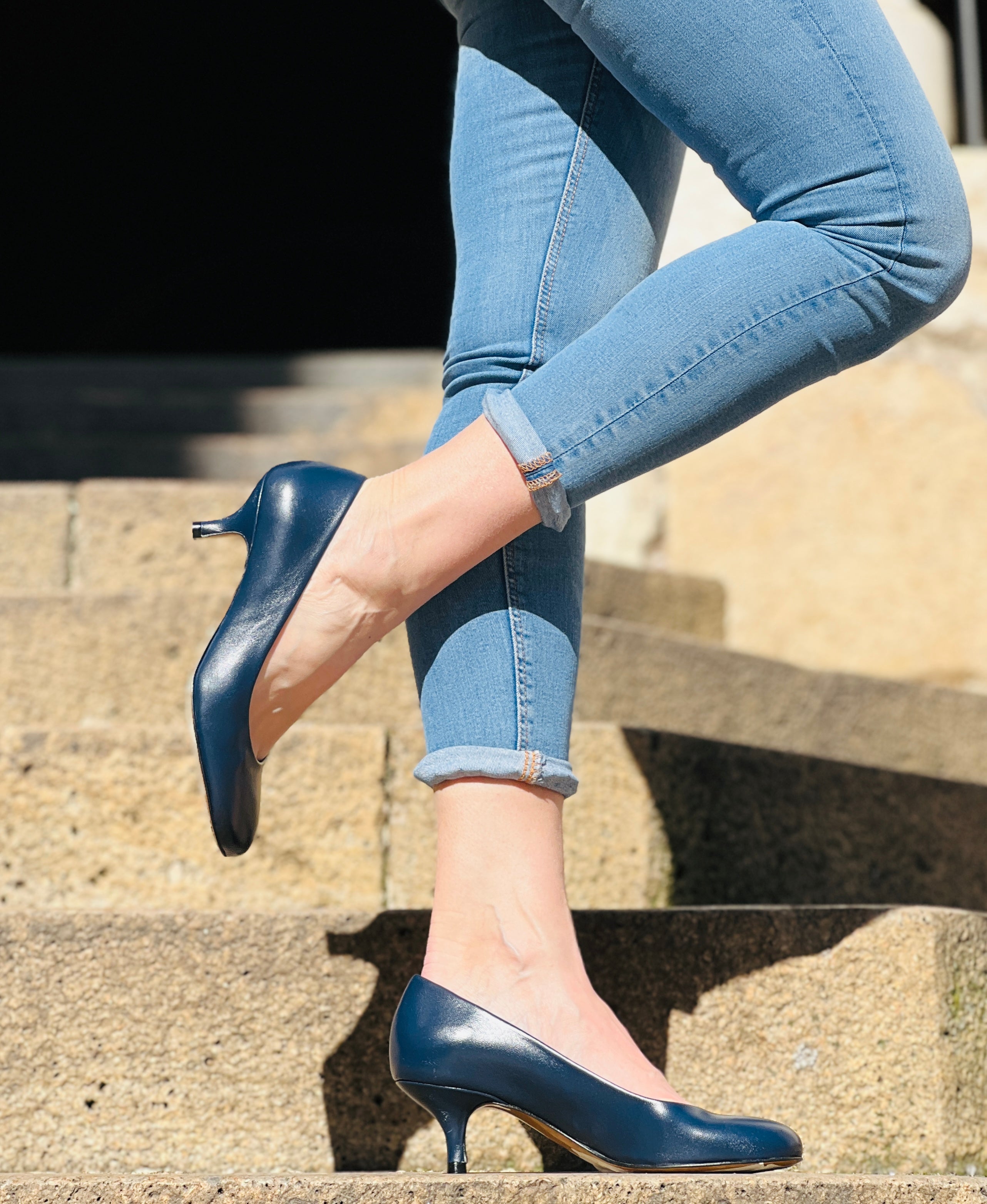 Togo Blue decolletè in nappa blu tacco 6 artigianale lagattaconglistivali