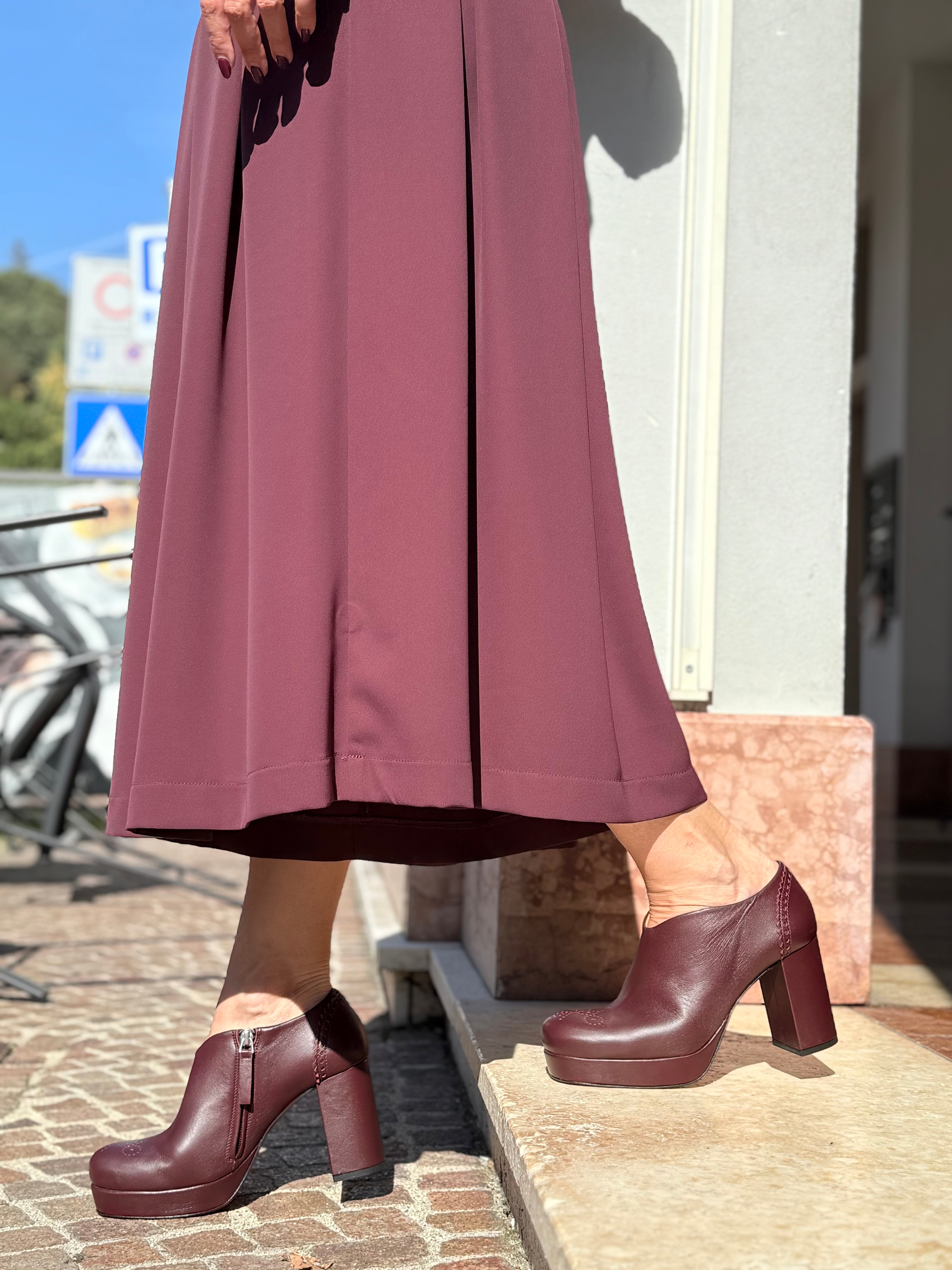 Image of Bett Wine tronchetto in nappa bordeaux artigianale tacco 9 cm Lagattaconglistivali