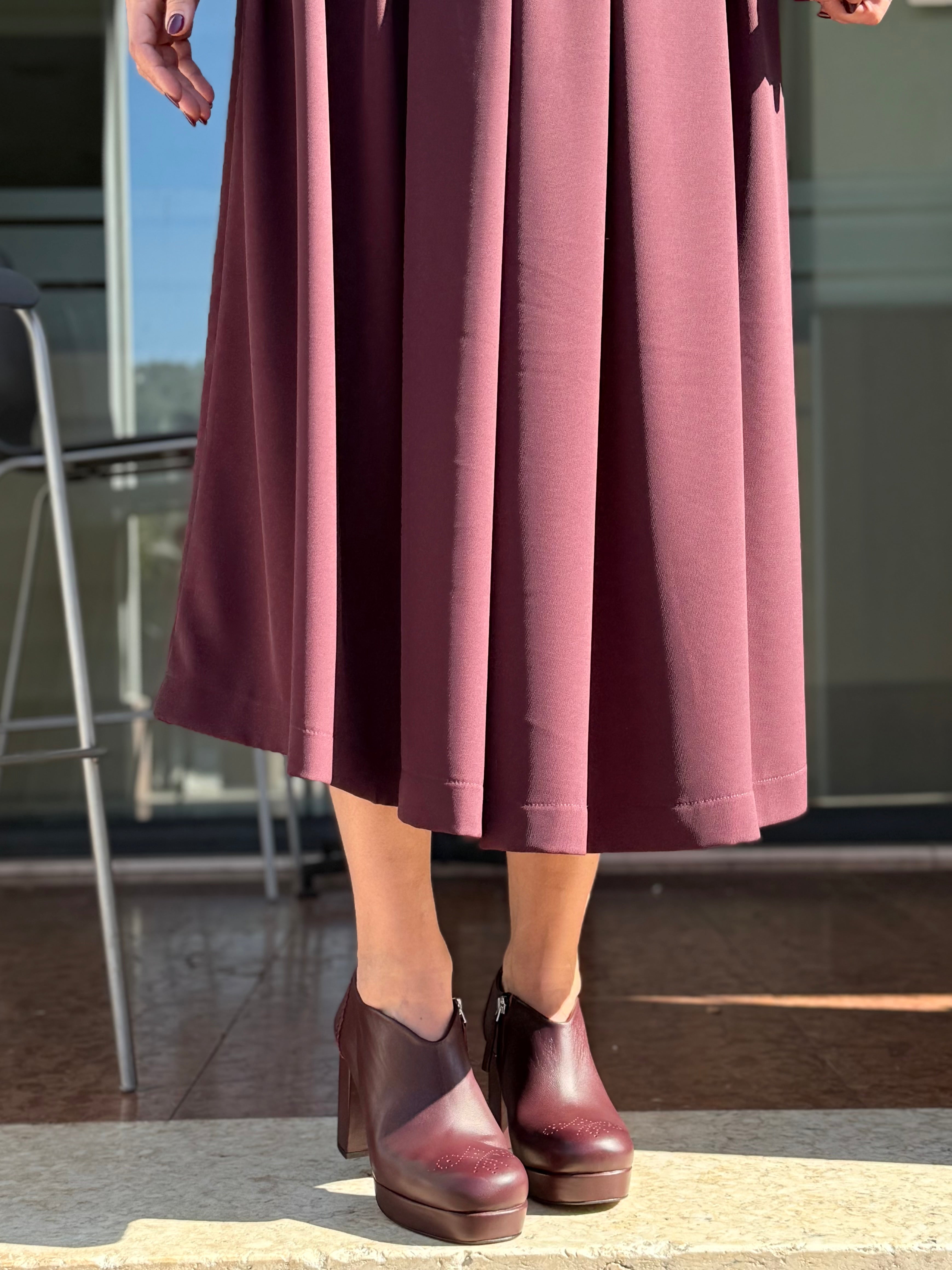 Image of Bett Wine tronchetto in nappa bordeaux artigianale tacco 9 cm Lagattaconglistivali