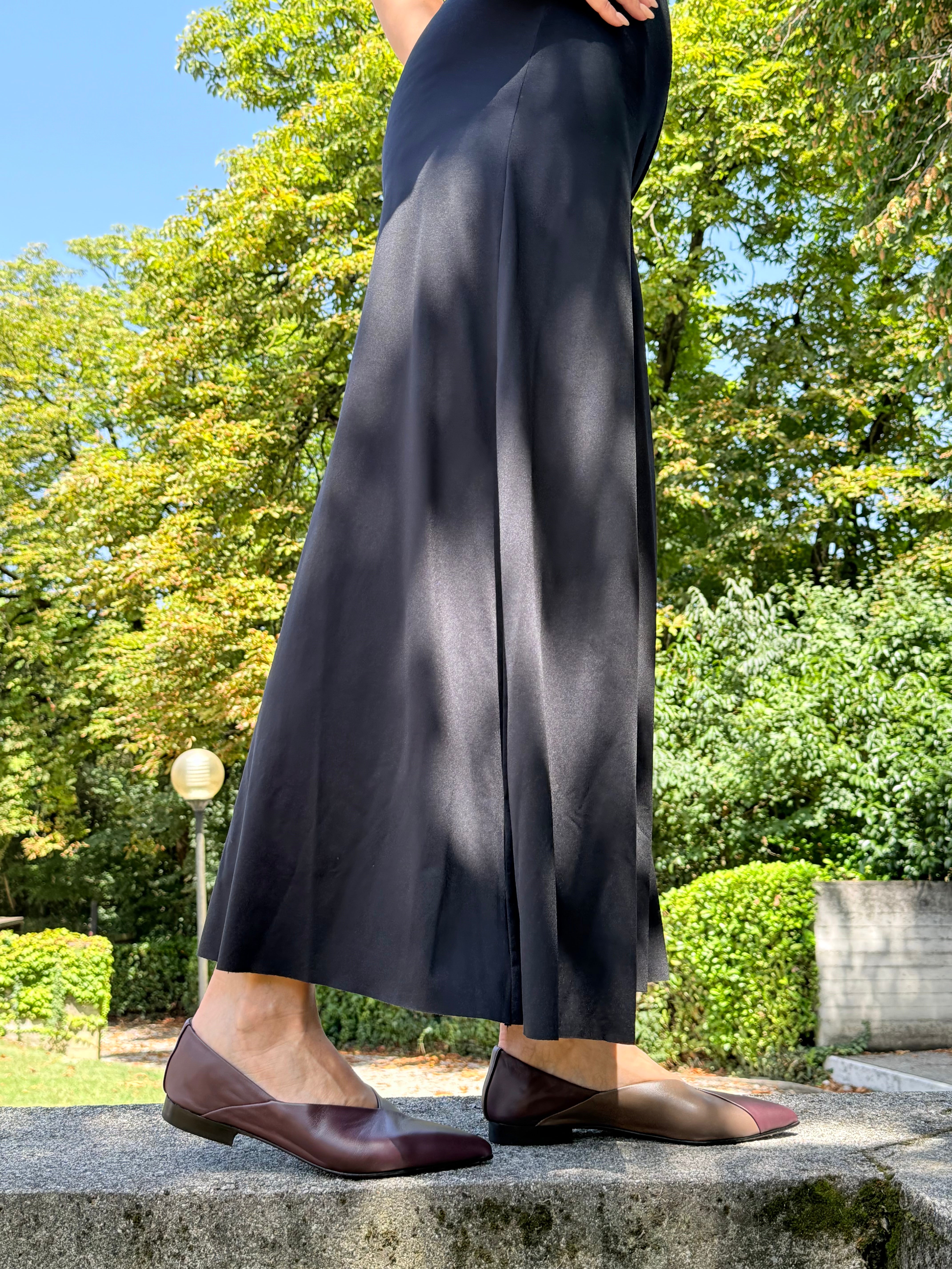 Image of Paron Wine ballerina in nappa bordo e tortora tacco 1.5 artigianale marchigiana