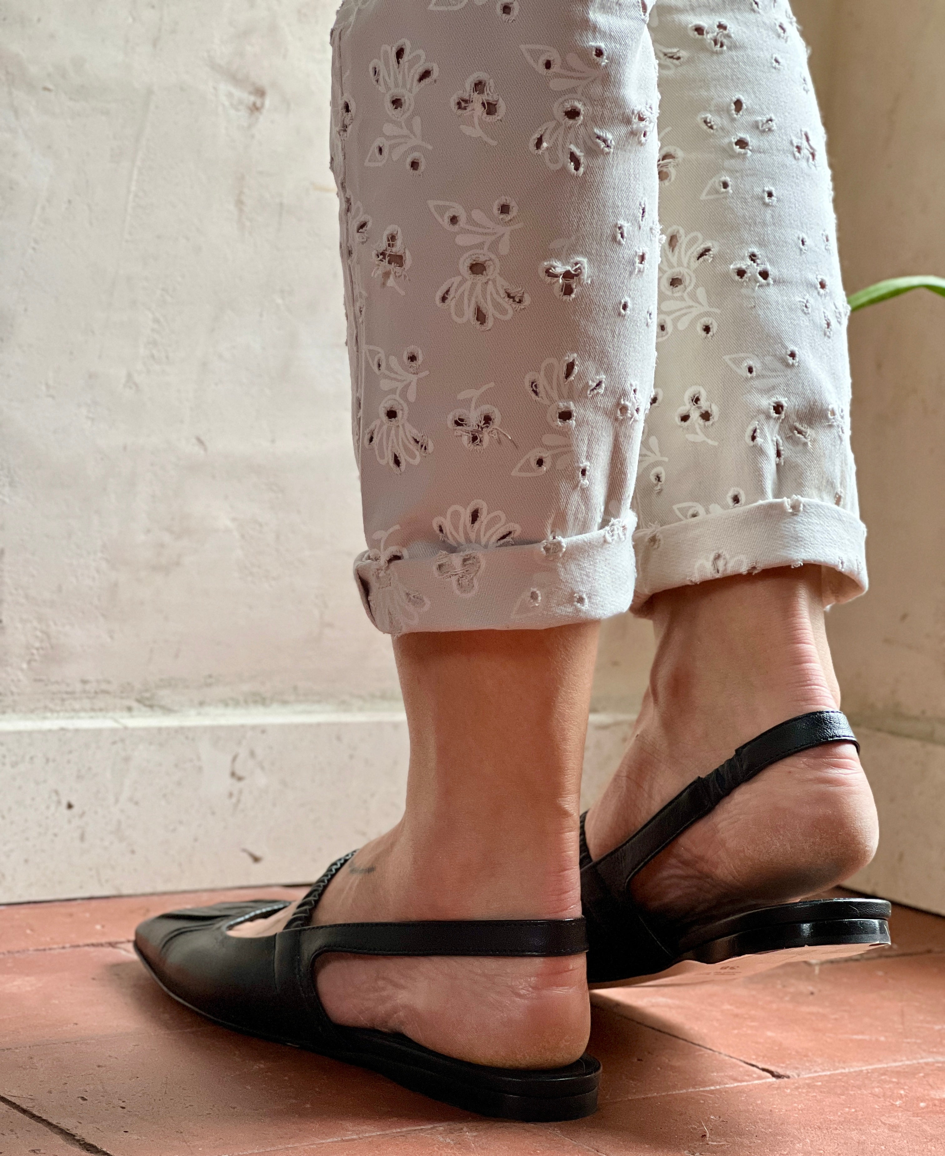 Setter Black ballerina chanel in pelle nera artigianale marchigiana