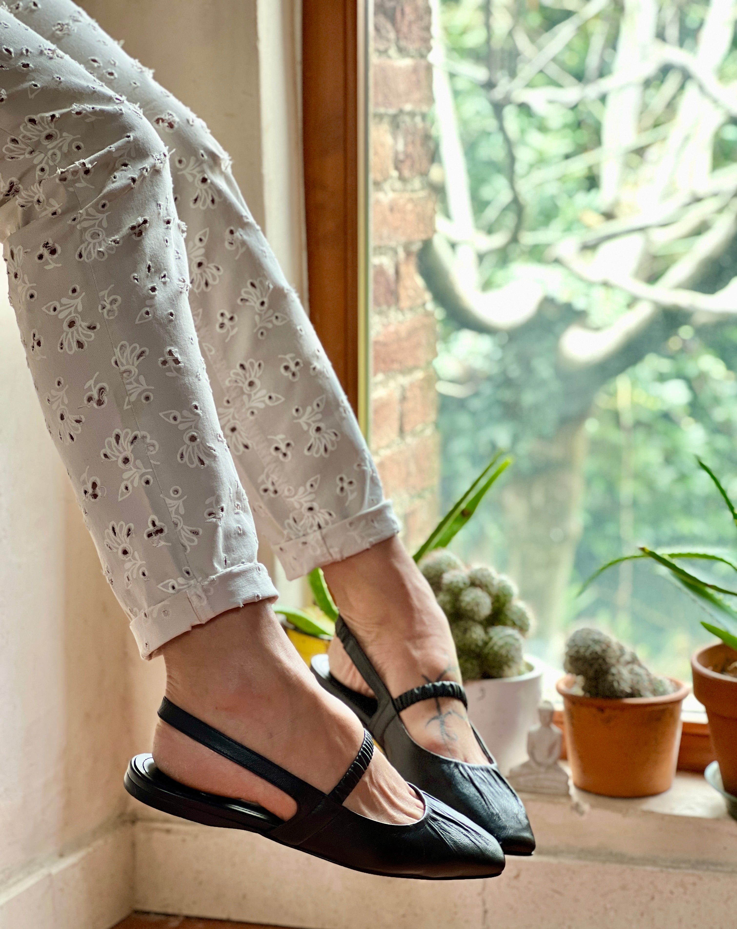 Setter Black ballerina chanel in pelle nera artigianale marchigiana