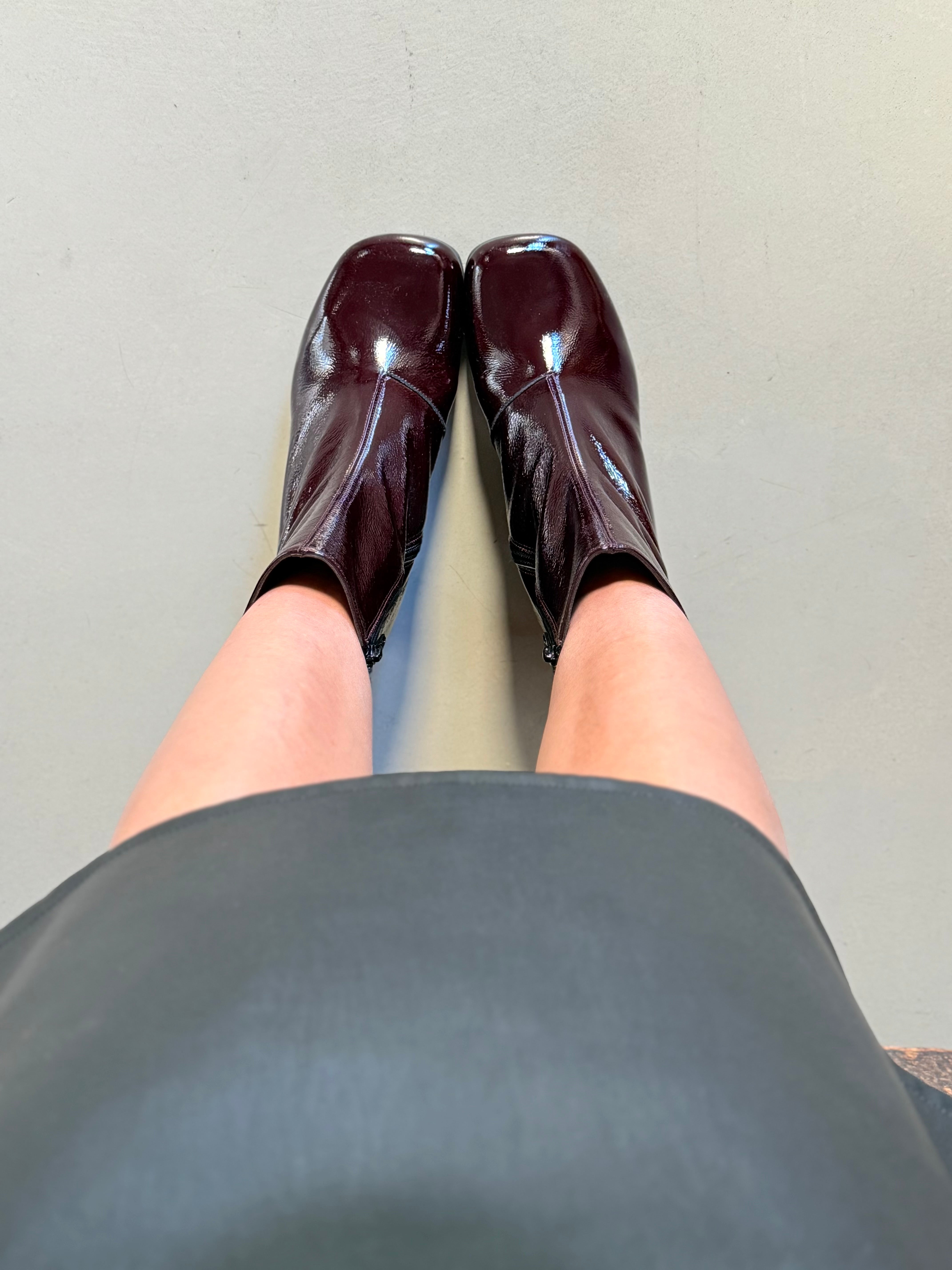 Image of Icaro Wine tronchetto in naplak bordeaux tacco 6 artigianale toscana