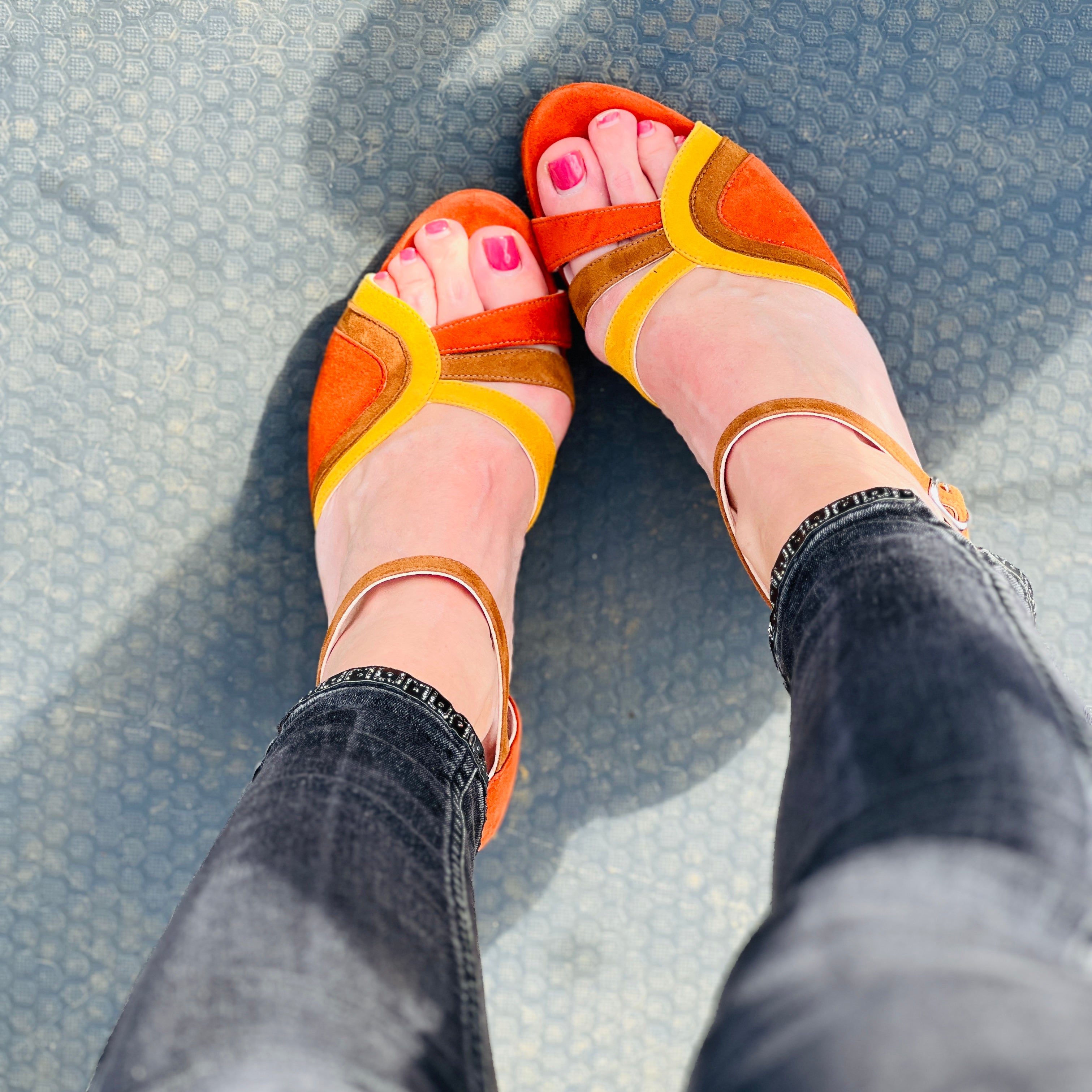 Image of Lelu Brick sandalo in camoscio color mattone tacco 8 artigianale toscano