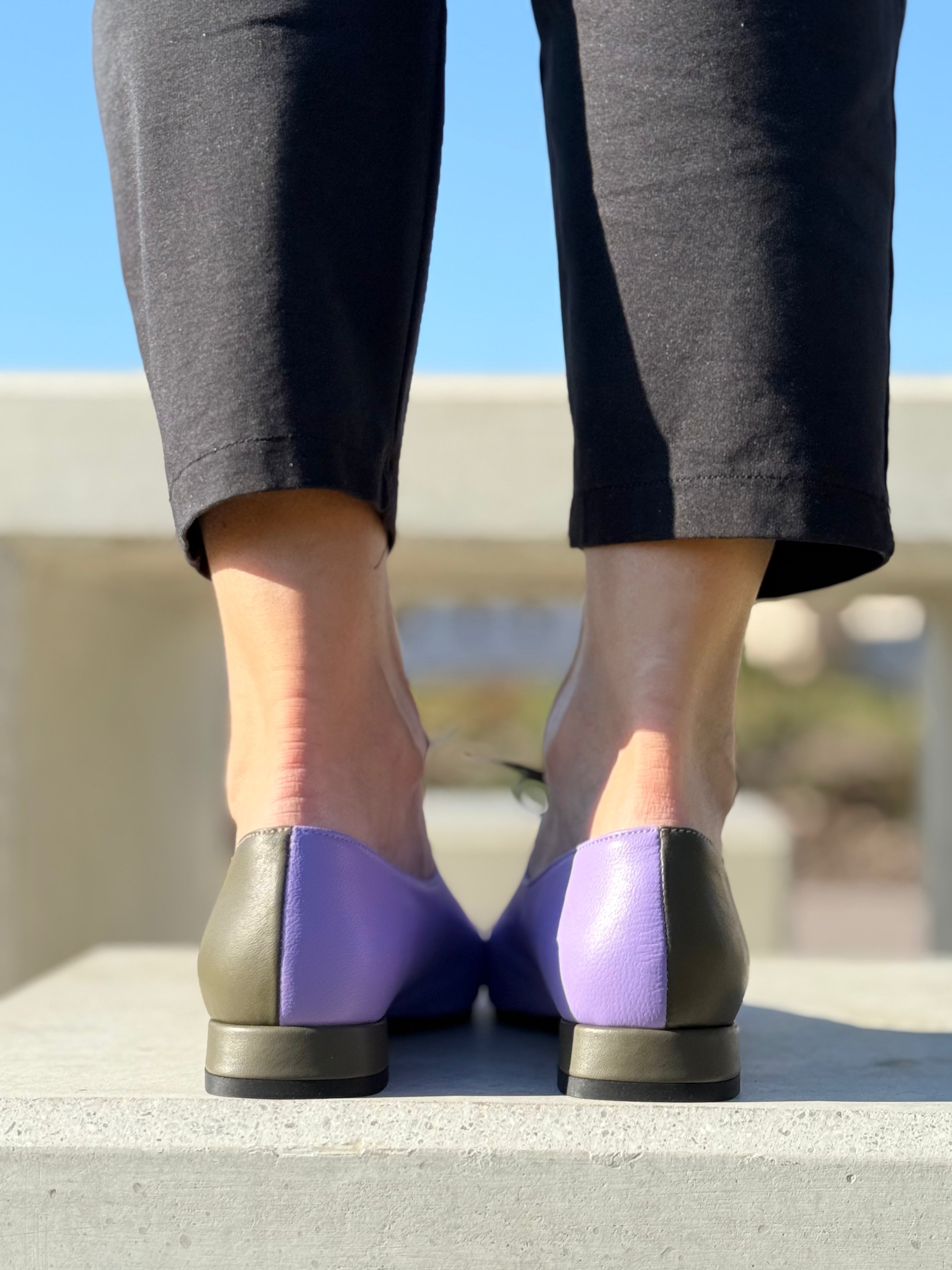 Image of Jessica Salvia scarpina bassa in nappa glicine e malva artigianale pugliese