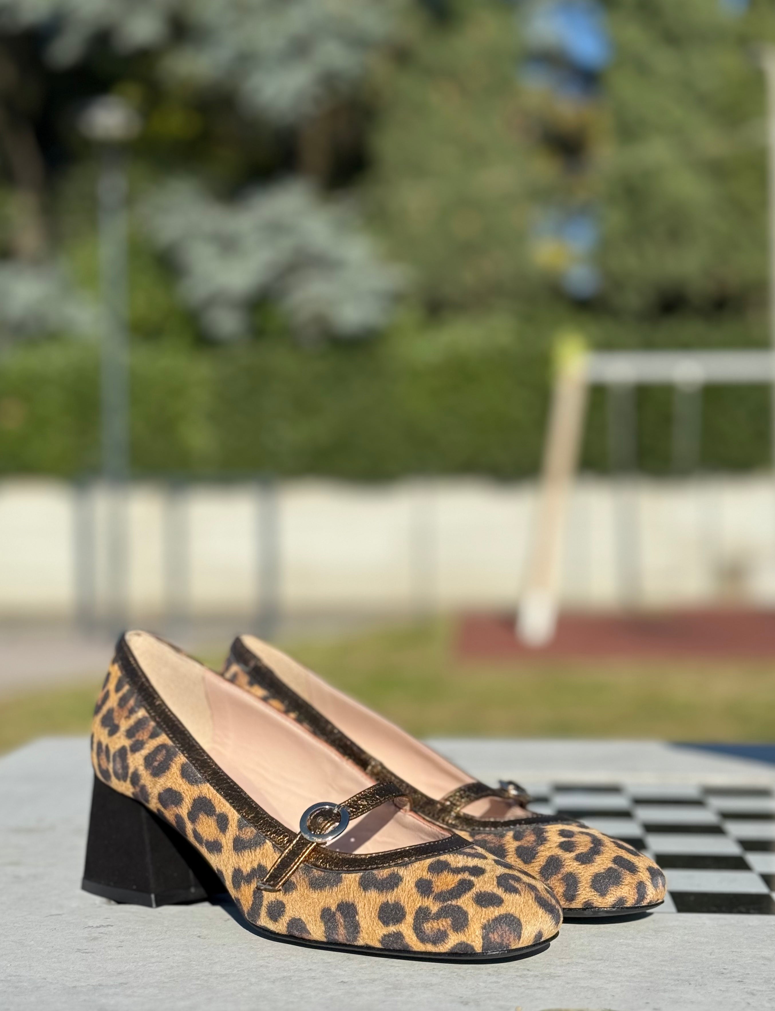 Alan gold scarpa in crosta stampata mary jane tacco 5.5 artigianale pugliese