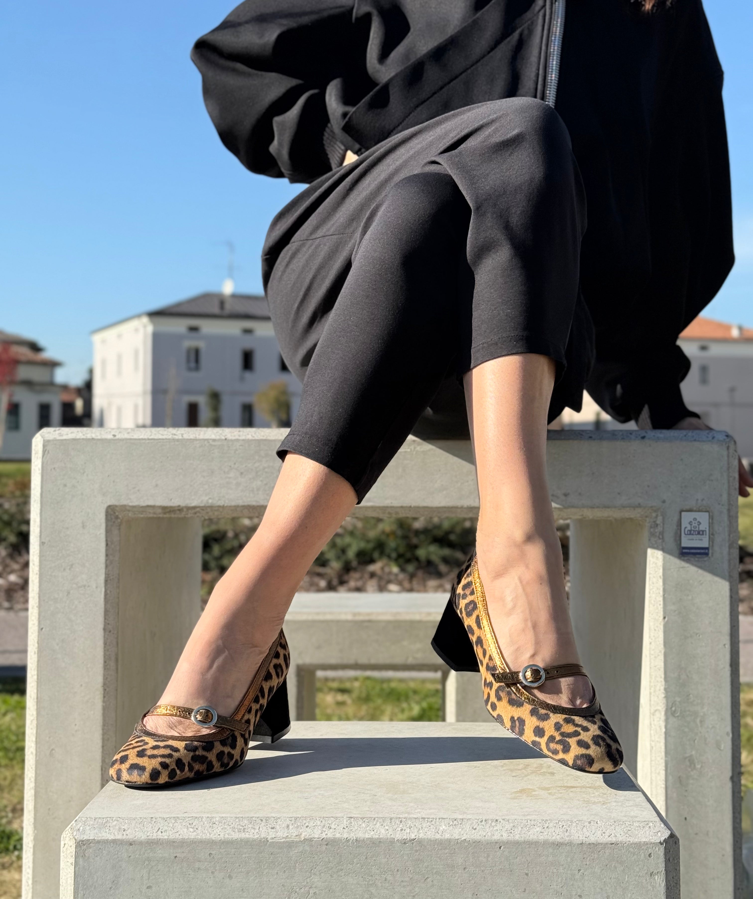 Alan gold scarpa in crosta stampata mary jane tacco 5.5 artigianale pugliese