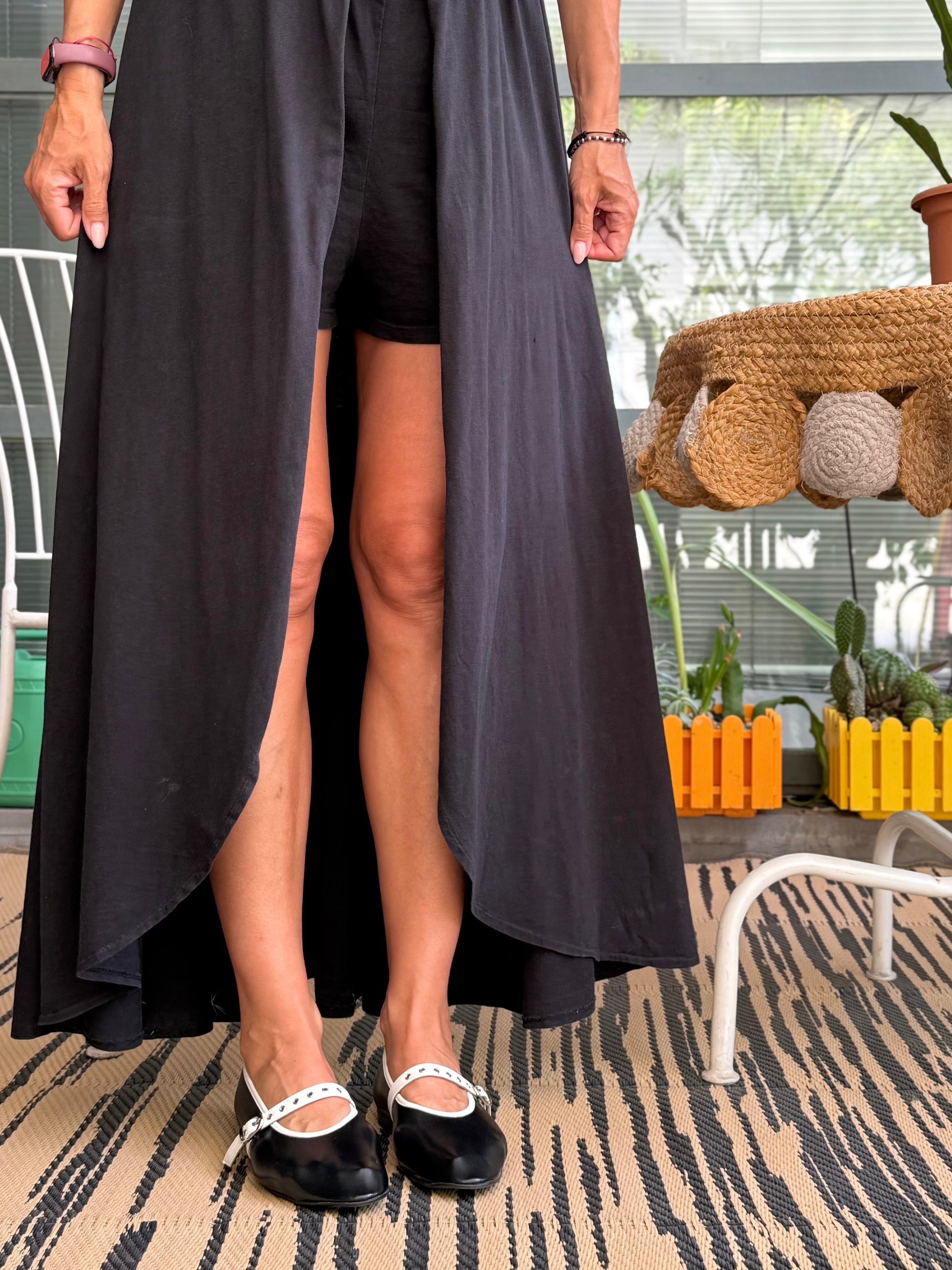 Image of Hugs Bw ballerina mary jane in nappa elasticizzata nera tacco 1 artigianale toscana