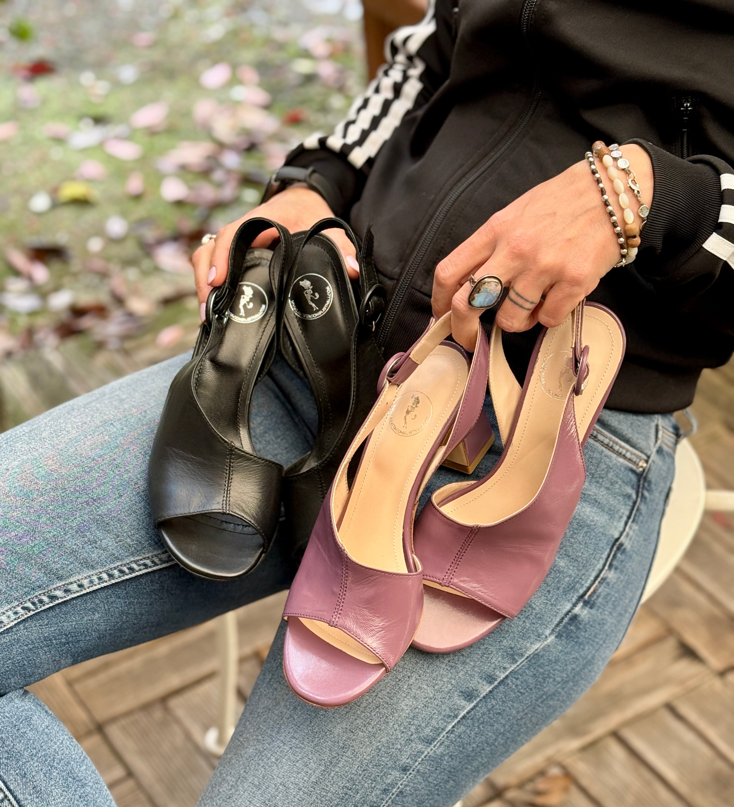 Image of Vinny Black sandalo open toe chanel in nappa nera tacco 8cm artigianale marchigiano