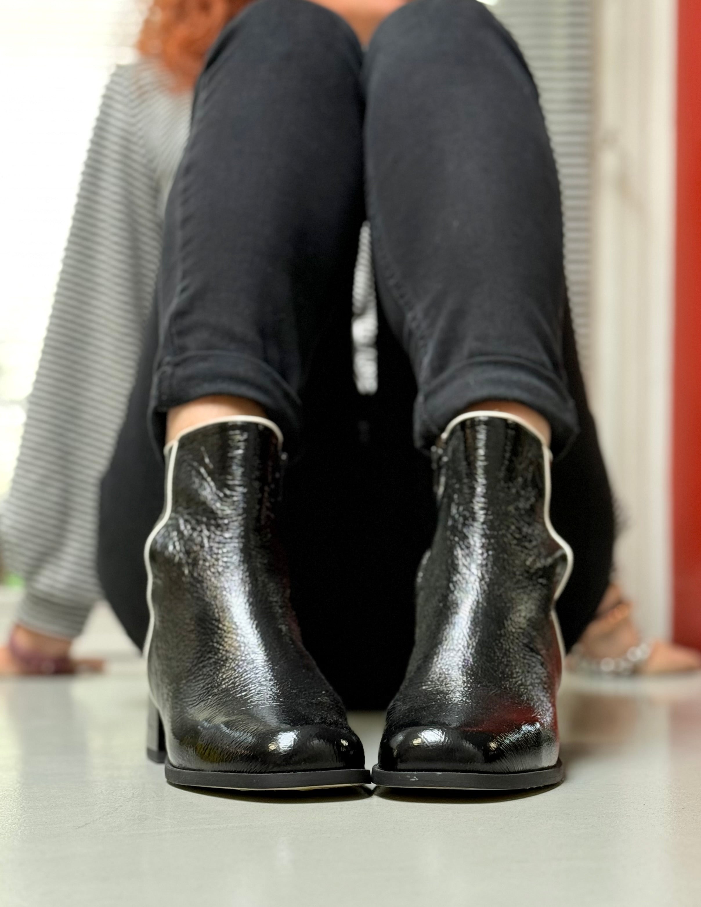 Image of Fender Black stivaletto in naplak nero tacco 4 cm artigianale marchigiana