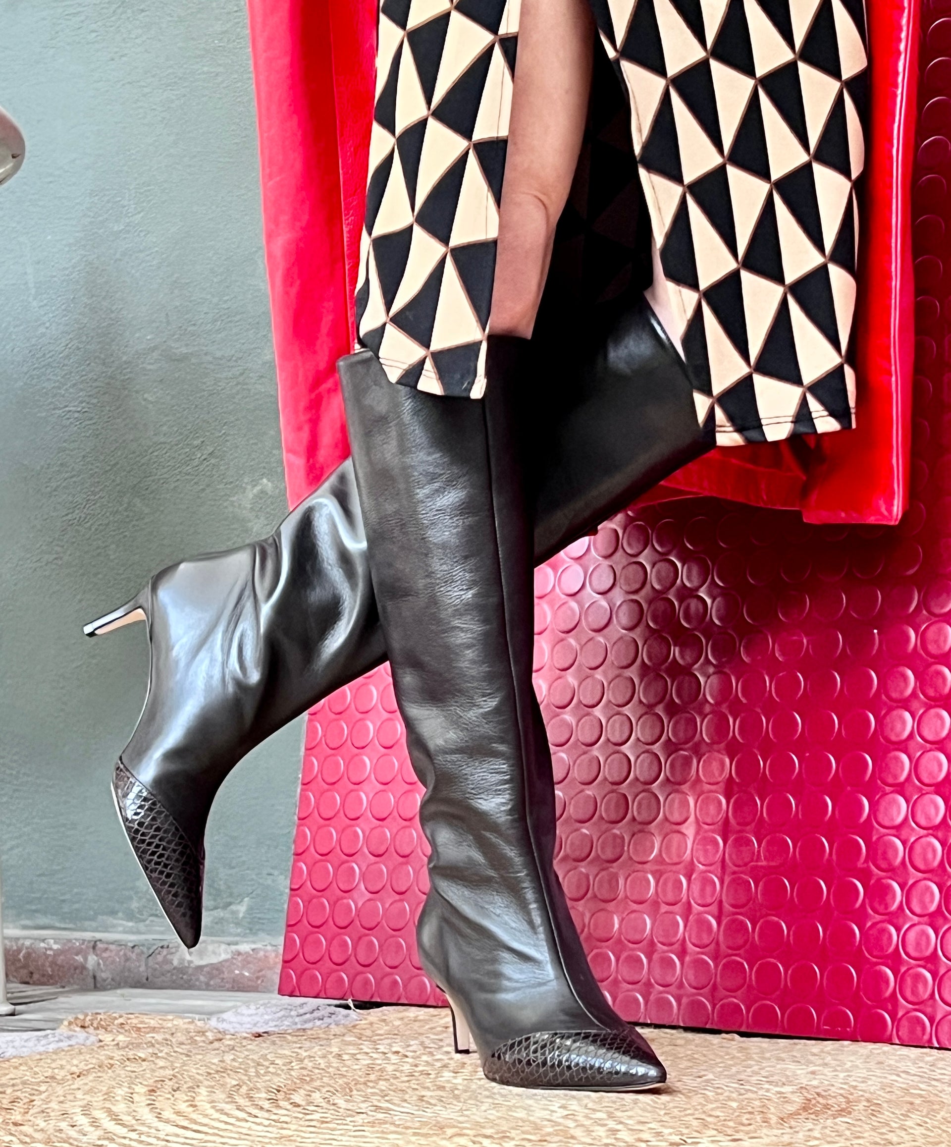 Alti Store Stivali Alti Neri Scamosciati Ginocchio Stivali Alti