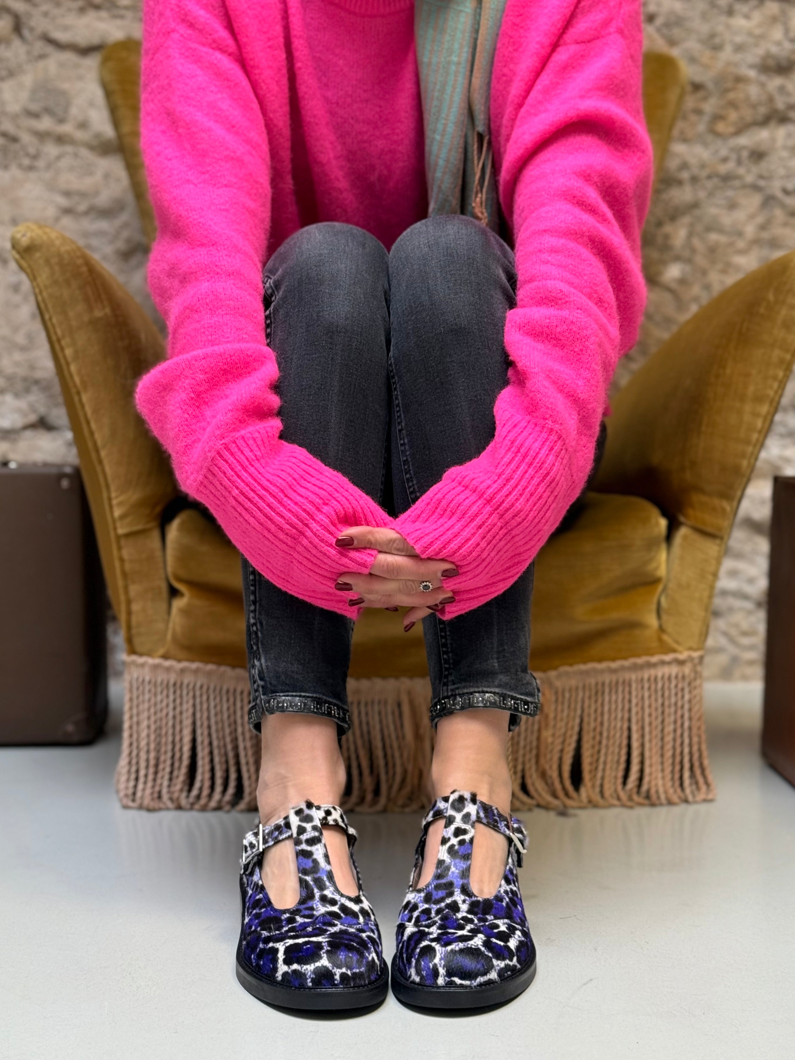 Totoro Milka scarpina bassa in cavallino T-bar tacco 3cm artigianale toscana