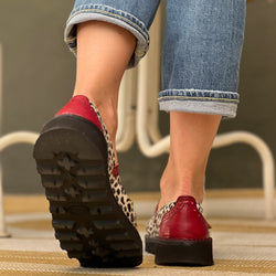 Image of Fisima Pony Red scarpa bassa in cavallino e pelle suola vibram artigianale toscana