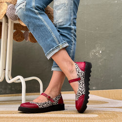 Image of Fisima Pony Red scarpa bassa in cavallino e pelle suola vibram artigianale toscana