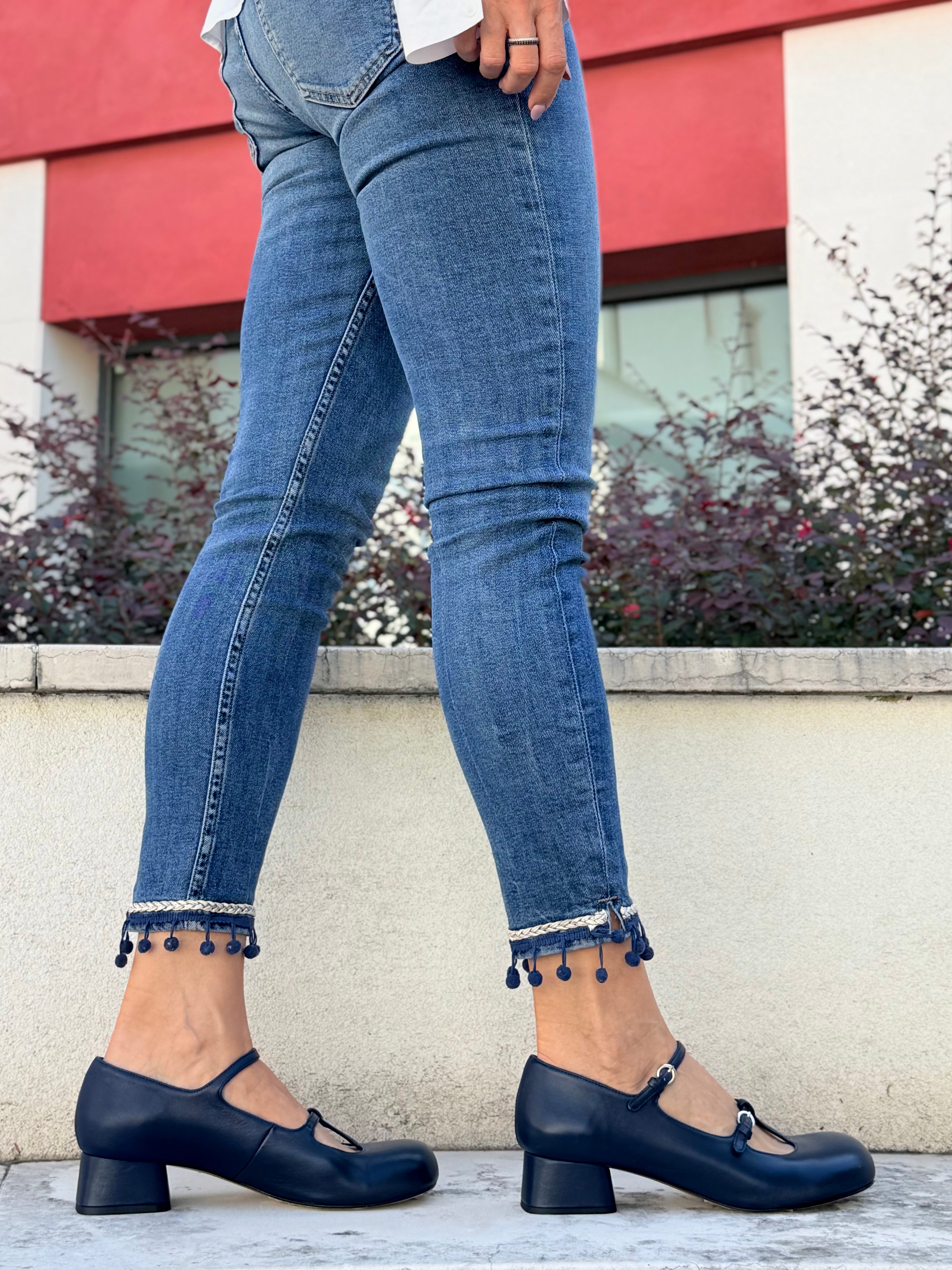 Image of Babette Navy maryjane in nappa blu tacco 3.5 artigianale lagattaconglistivali