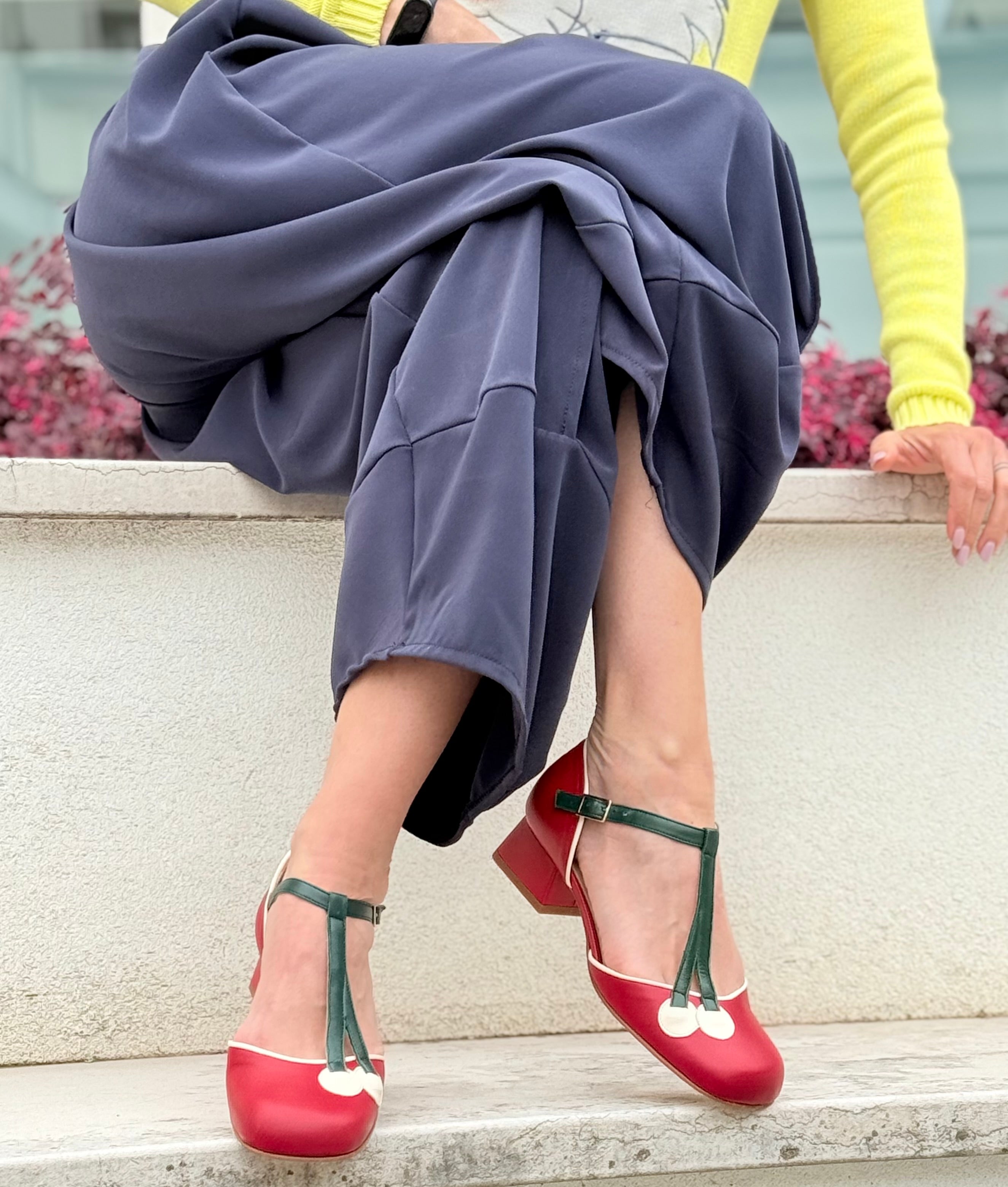 Image of Maraska Red d'orsay in nappa rossa aperta ai lati tacco 3 cm artigianale marchigiana