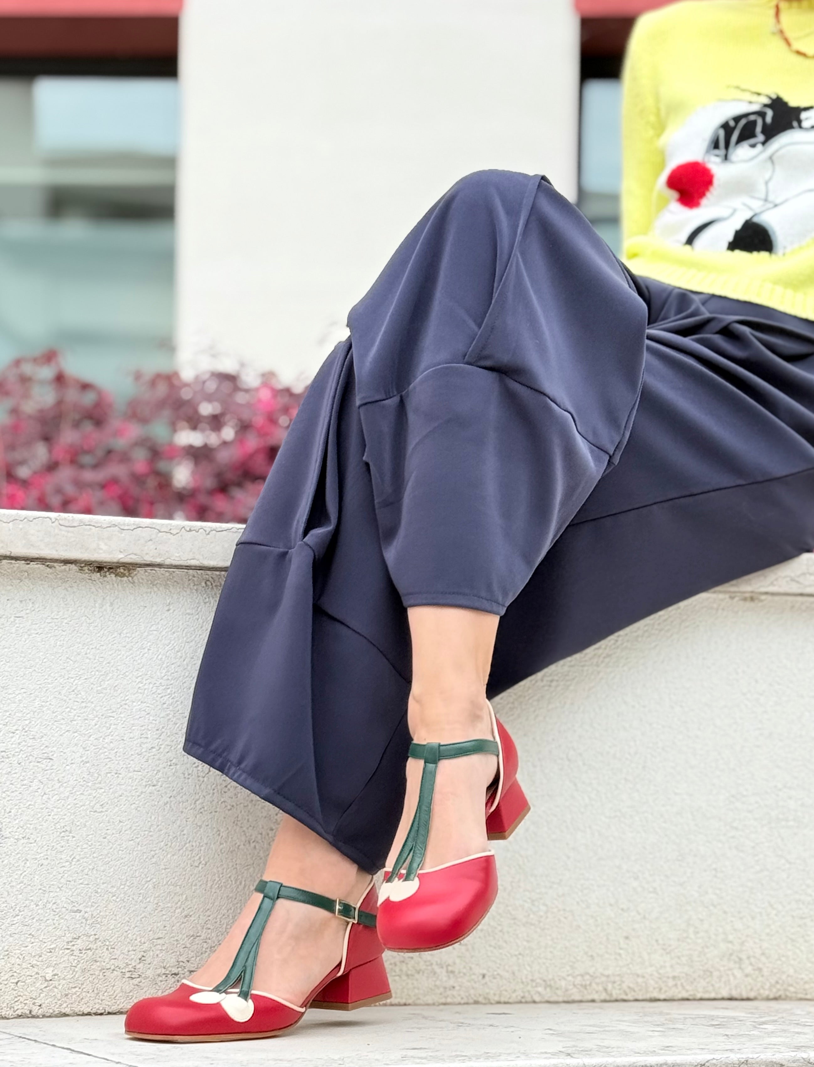 Image of Maraska Red d'orsay in nappa rossa aperta ai lati tacco 3 cm artigianale marchigiana