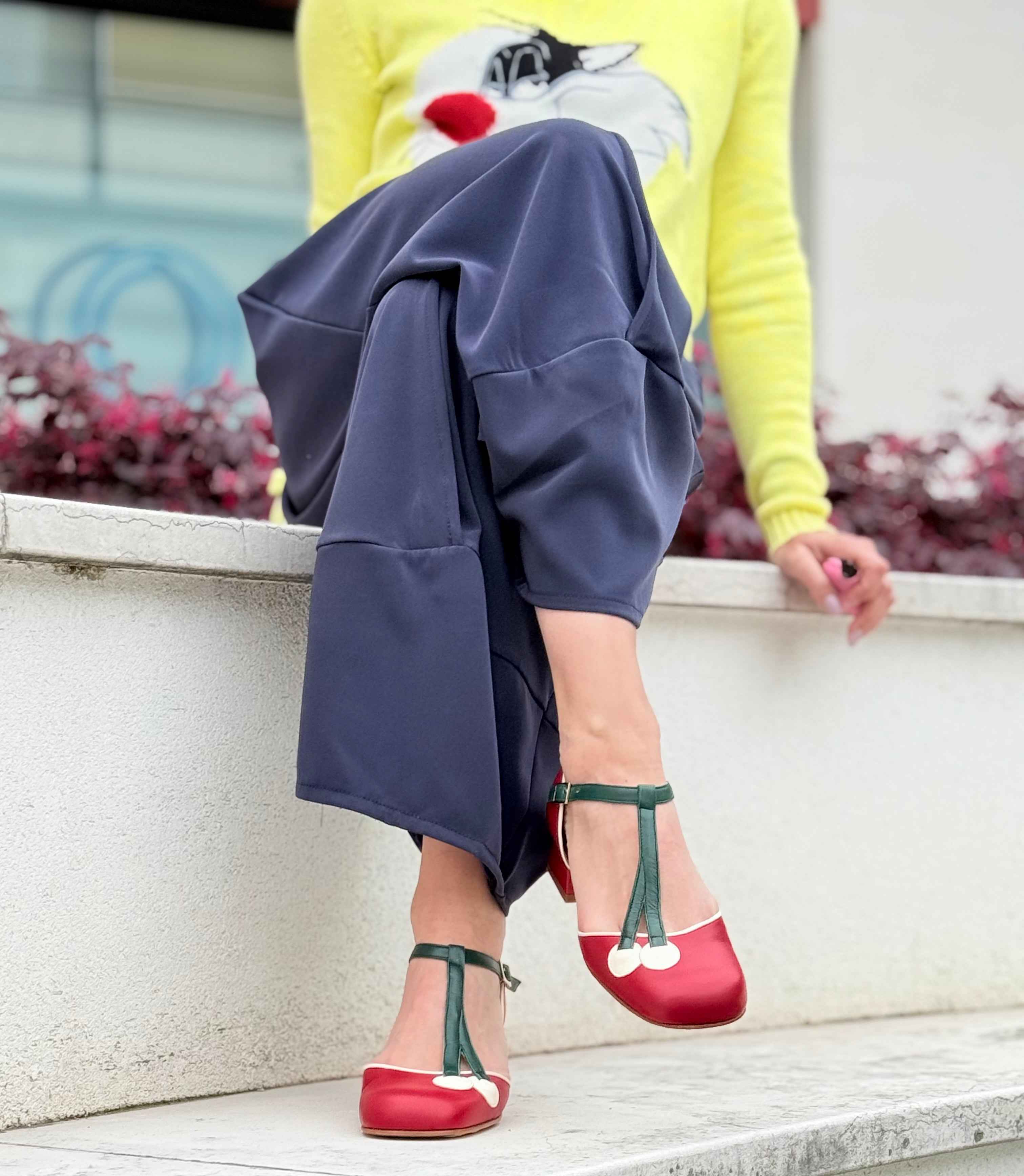 Image of Maraska Red d'orsay in nappa rossa aperta ai lati tacco 3 cm artigianale marchigiana