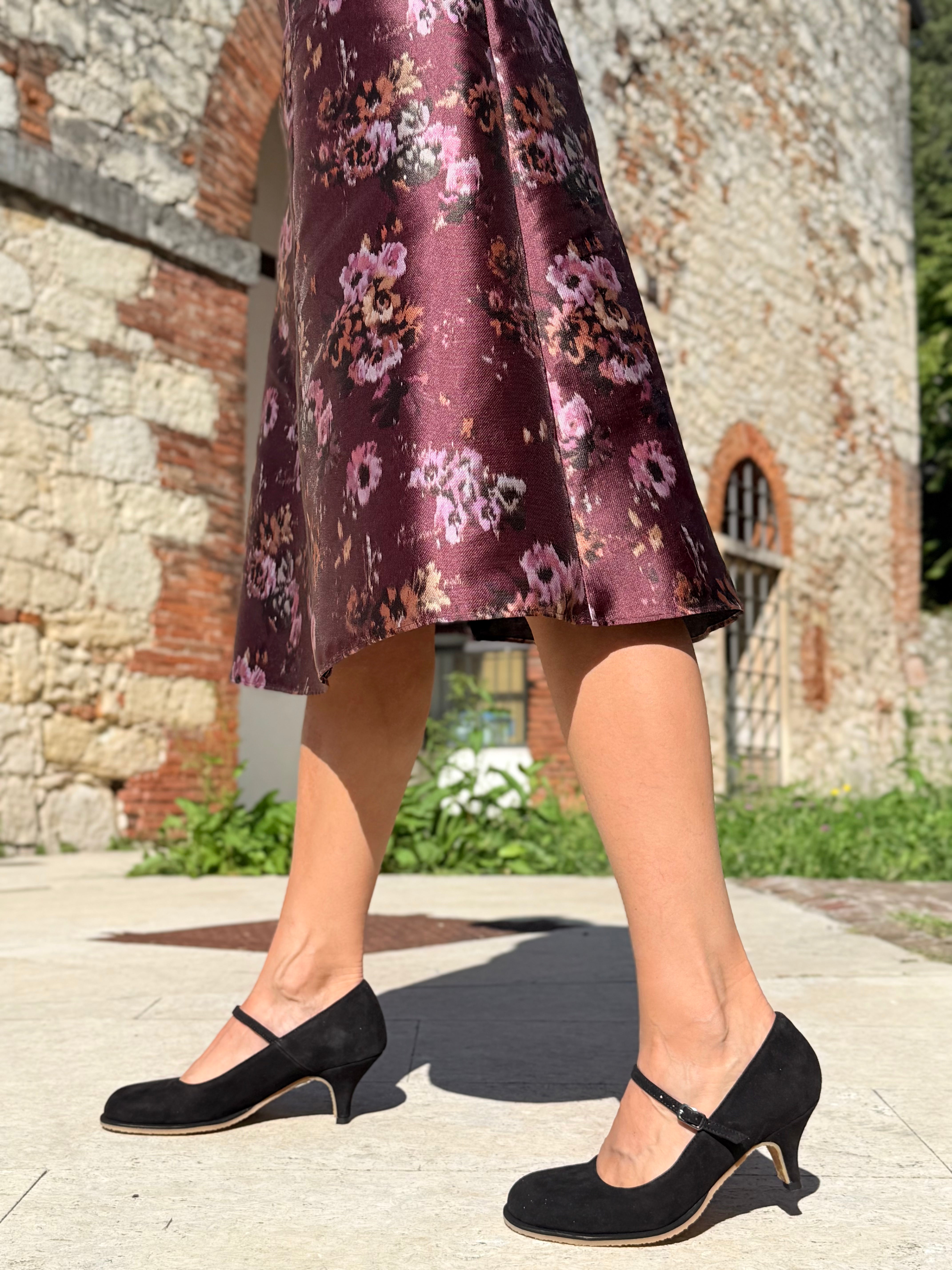 Image of Mizu Black mary jane in camoscio nero tacco 5.5 lav. artigianale marchigiana