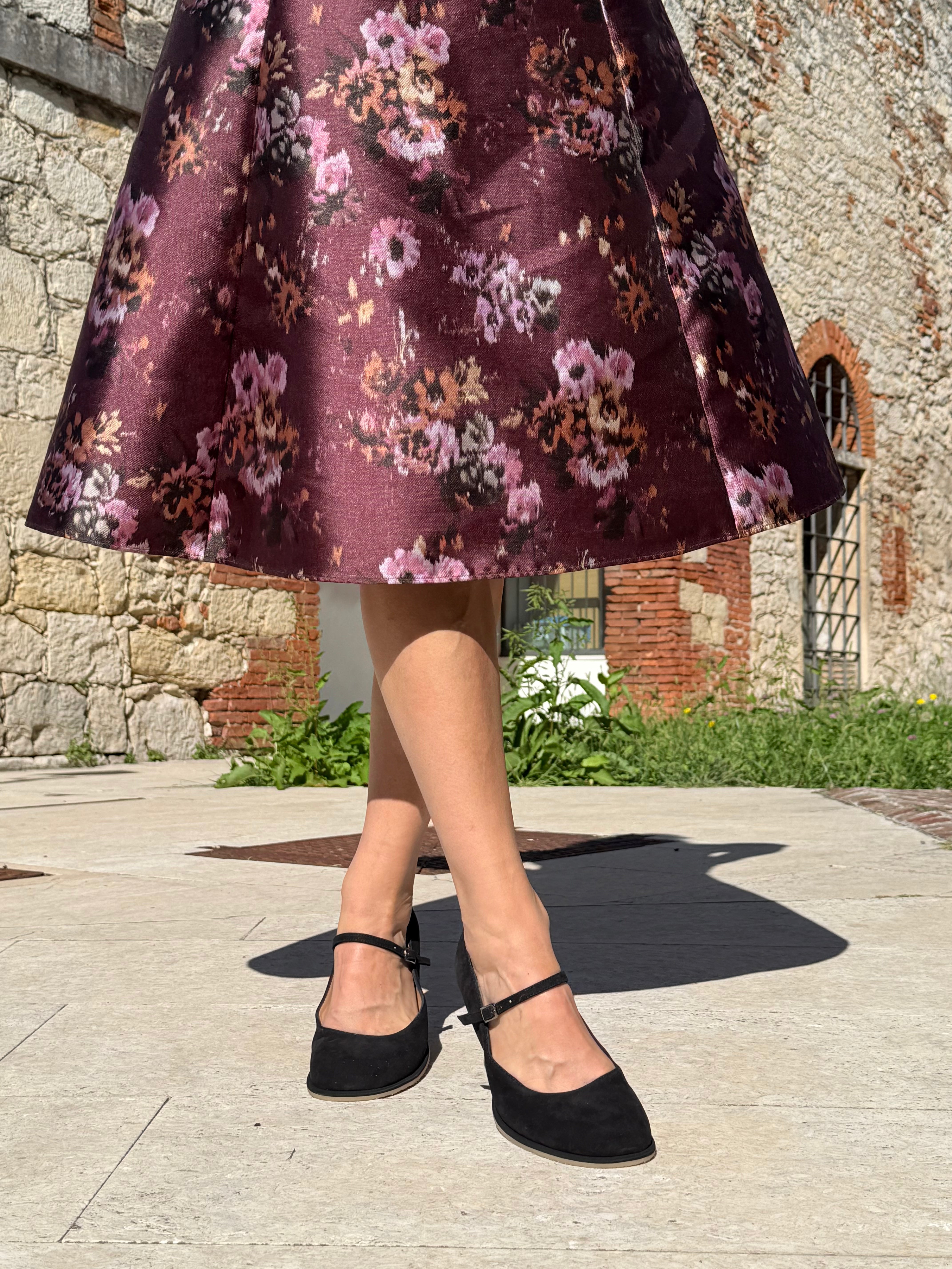 Image of Mizu Black mary jane in camoscio nero tacco 5.5 lav. artigianale marchigiana