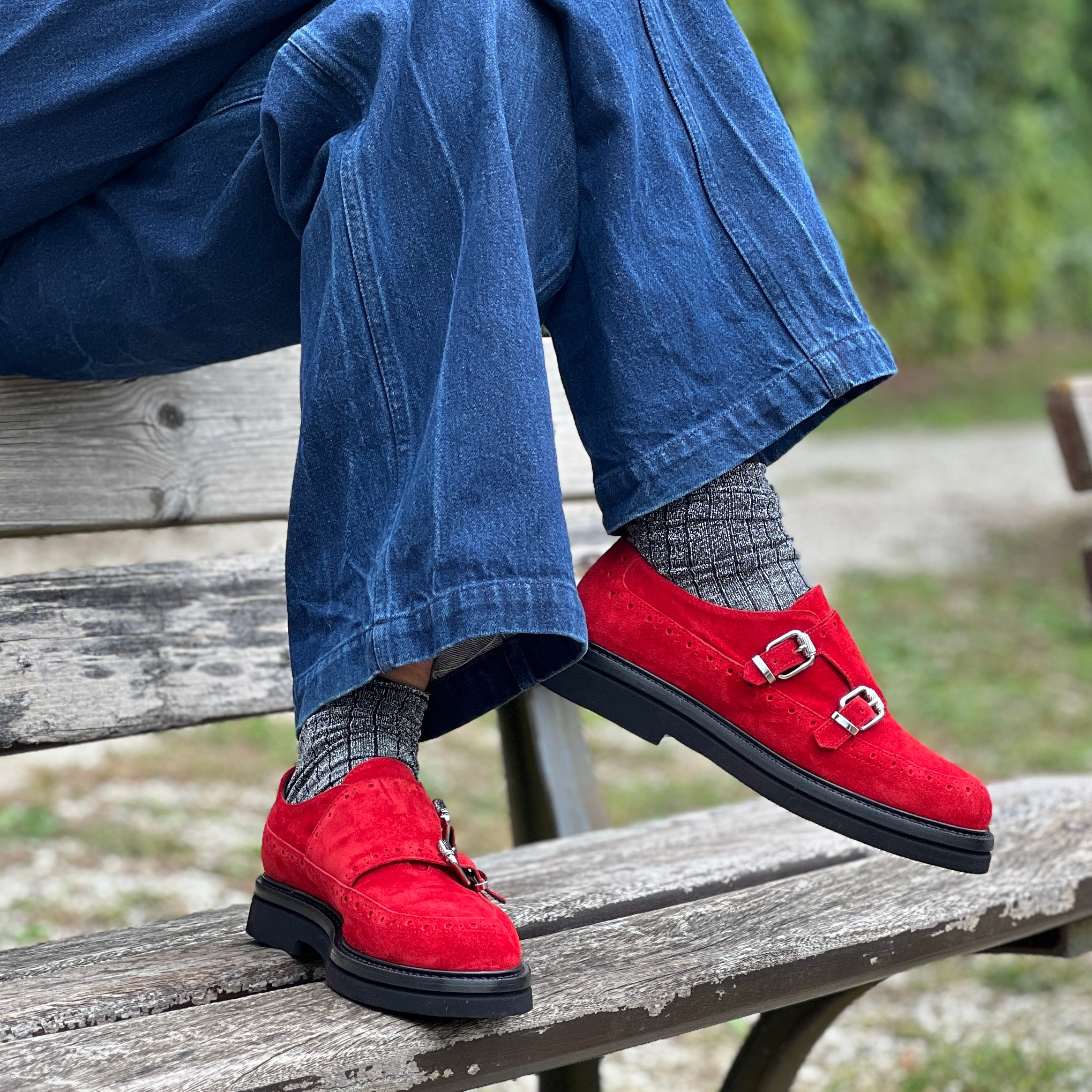 Image of Gordon Red Mocassino in camoscio rosso artigianale marchigiana