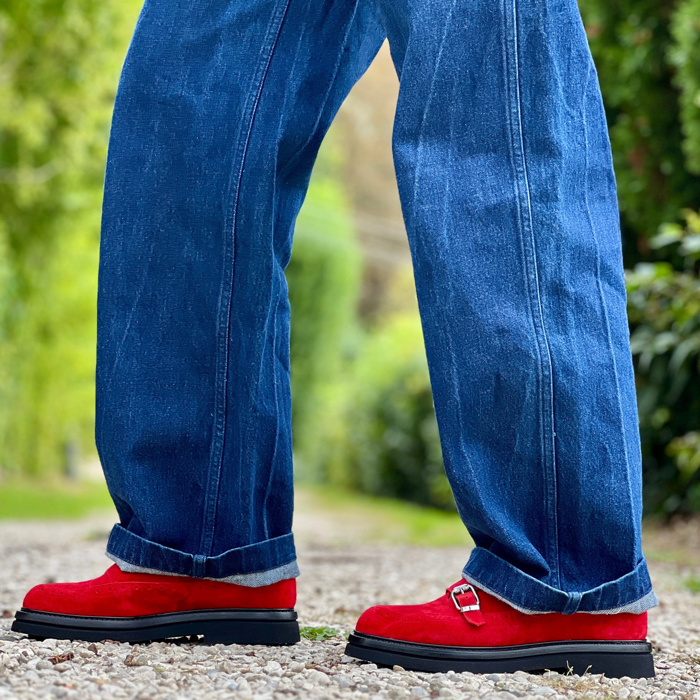 Image of Gordon Red Mocassino in camoscio rosso artigianale marchigiana