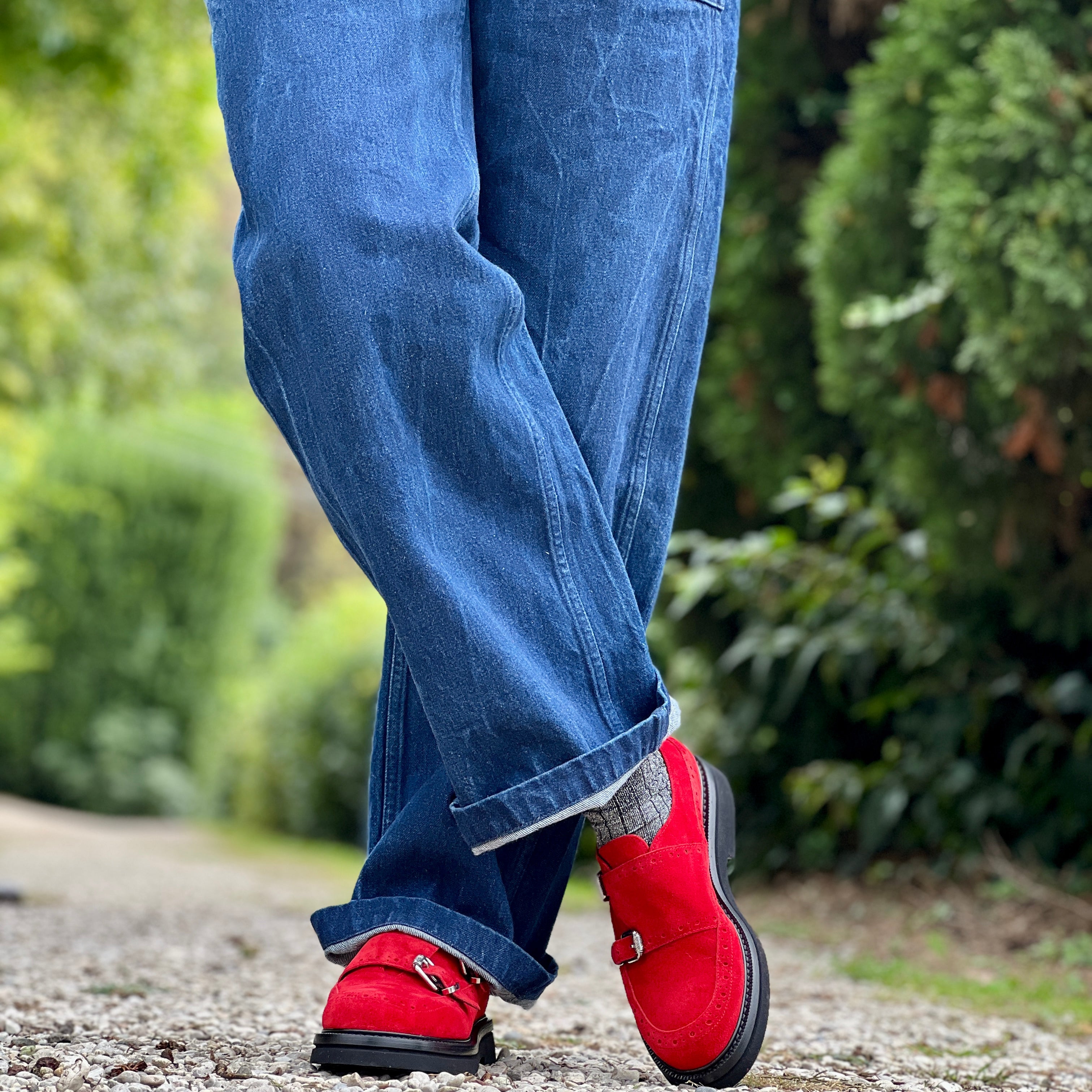 Image of Gordon Red Mocassino in camoscio rosso artigianale marchigiana