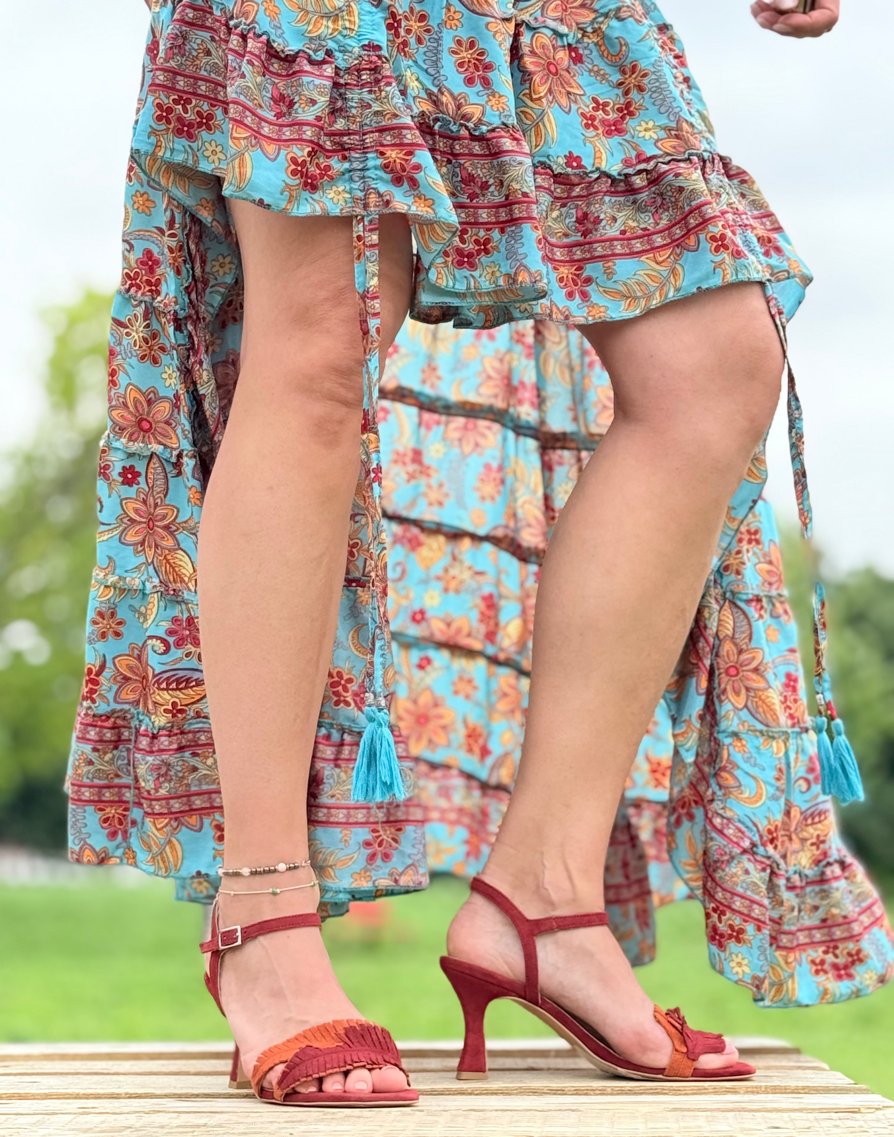 Image of Apache Brick sandalo in camoscio tacco 8 cm artigianale pugliese