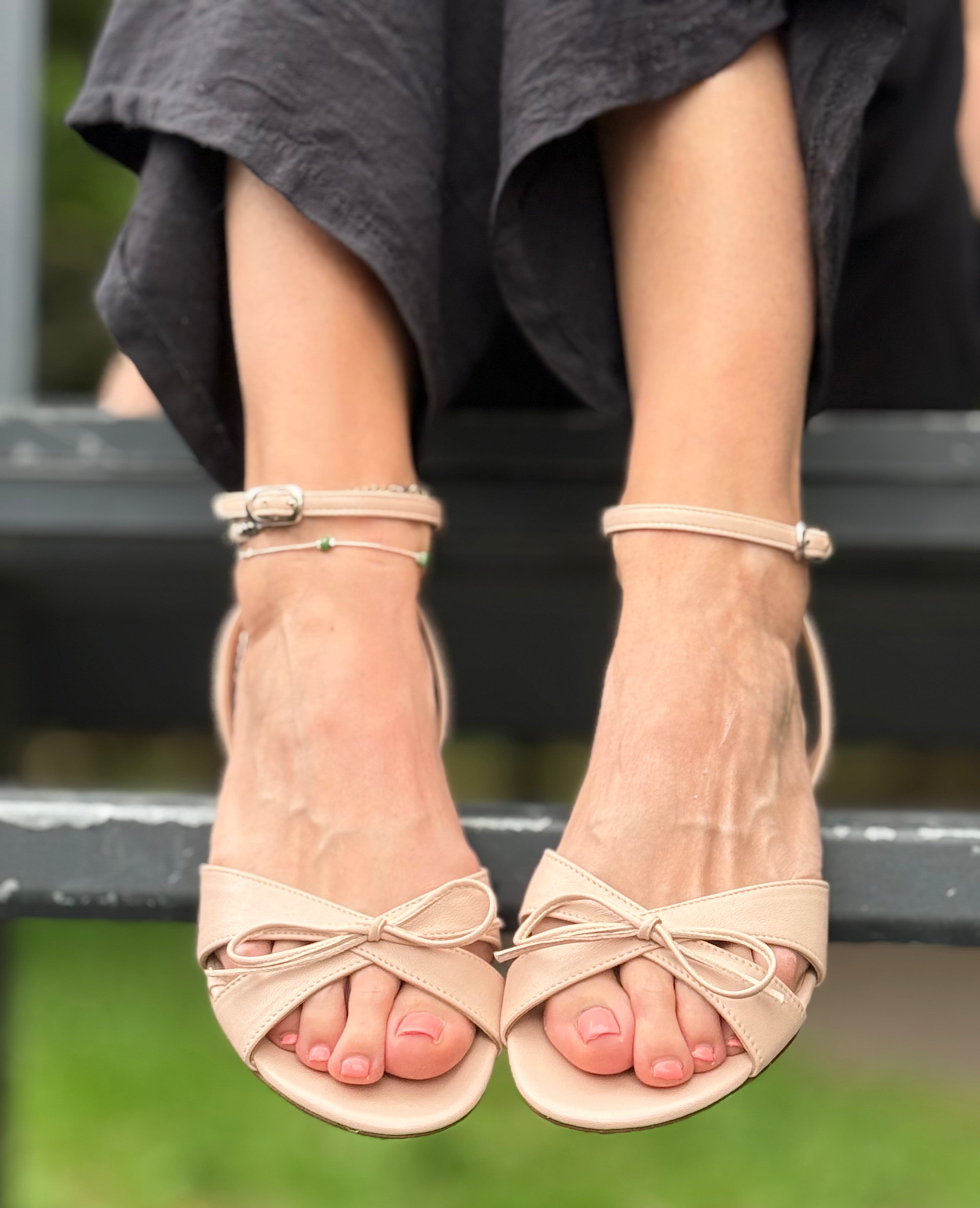 Image of Topgun Nude sandalo in nappa color nude tacco 2 artigianale toscano