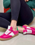 City Pink sneaker in tela e camoscio fucsia stile anni 70