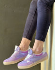 City Lilac sneaker in tela e camoscio lilla stile anni 70