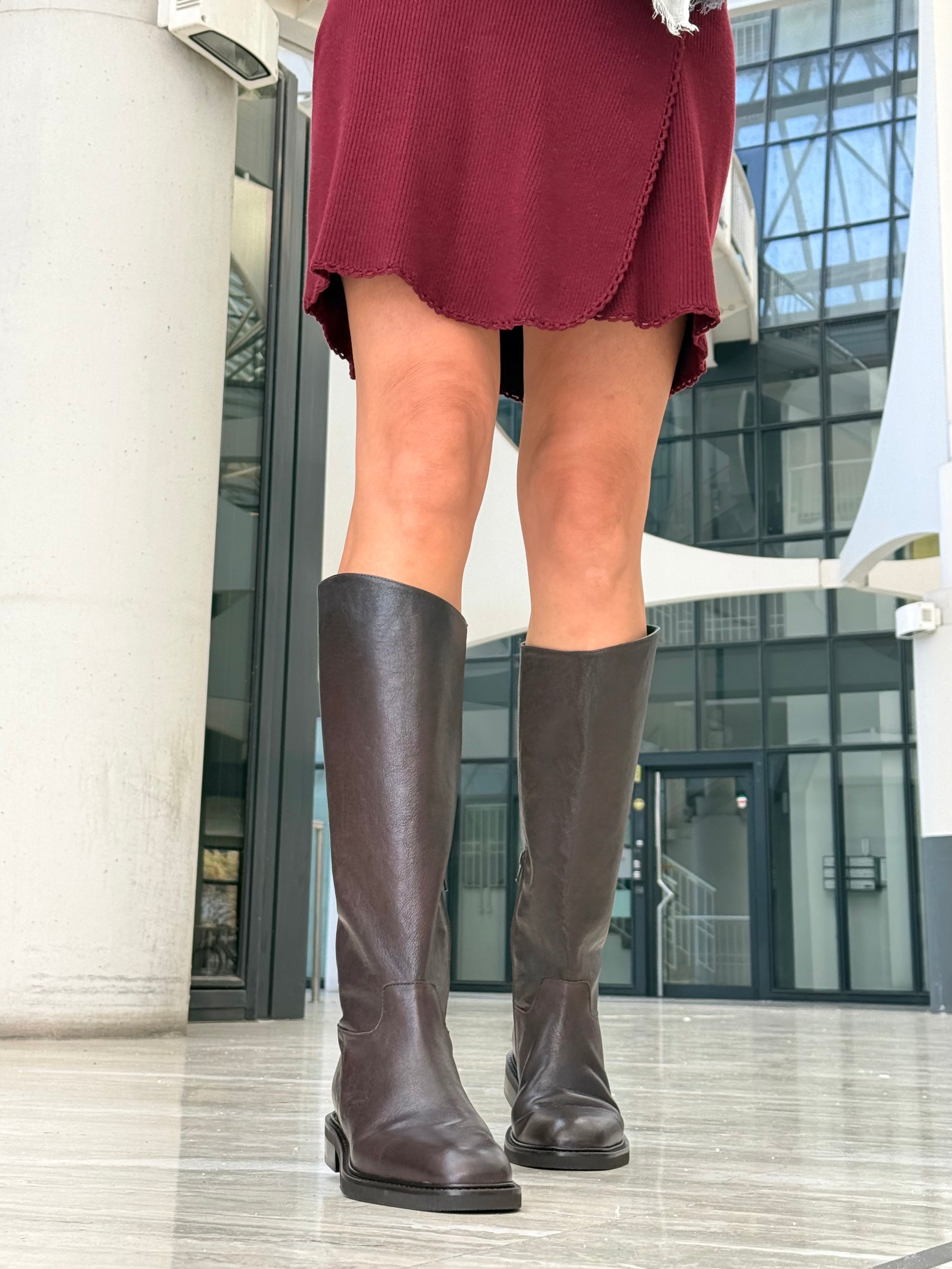 Image of Gaucho Brown stivale in nappa marrone artigianale marchigiana