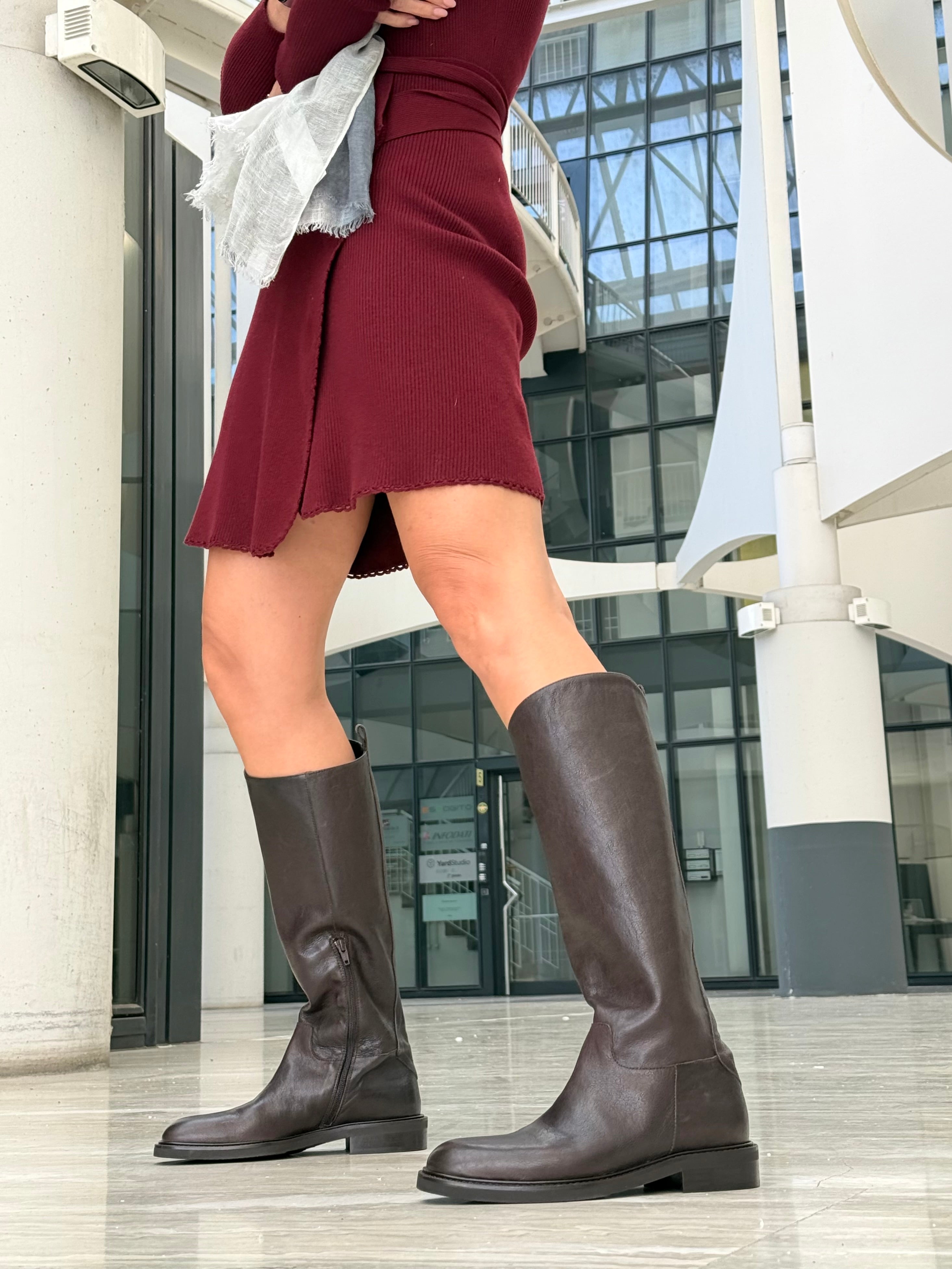 Image of Gaucho Brown stivale in nappa marrone artigianale marchigiana