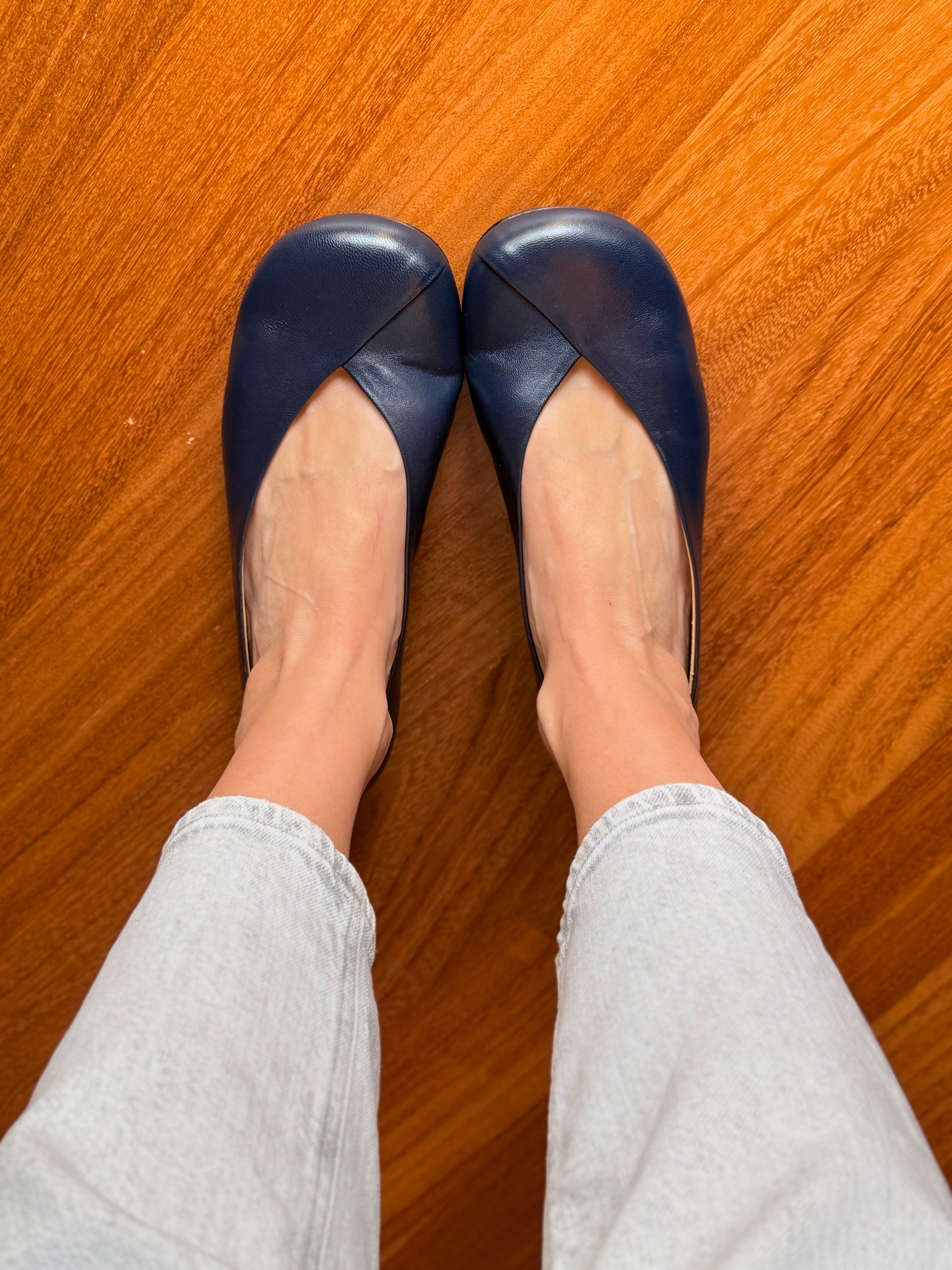 Image of Babu Navy ballerina in nappa blu tacco 1.5 artigianale