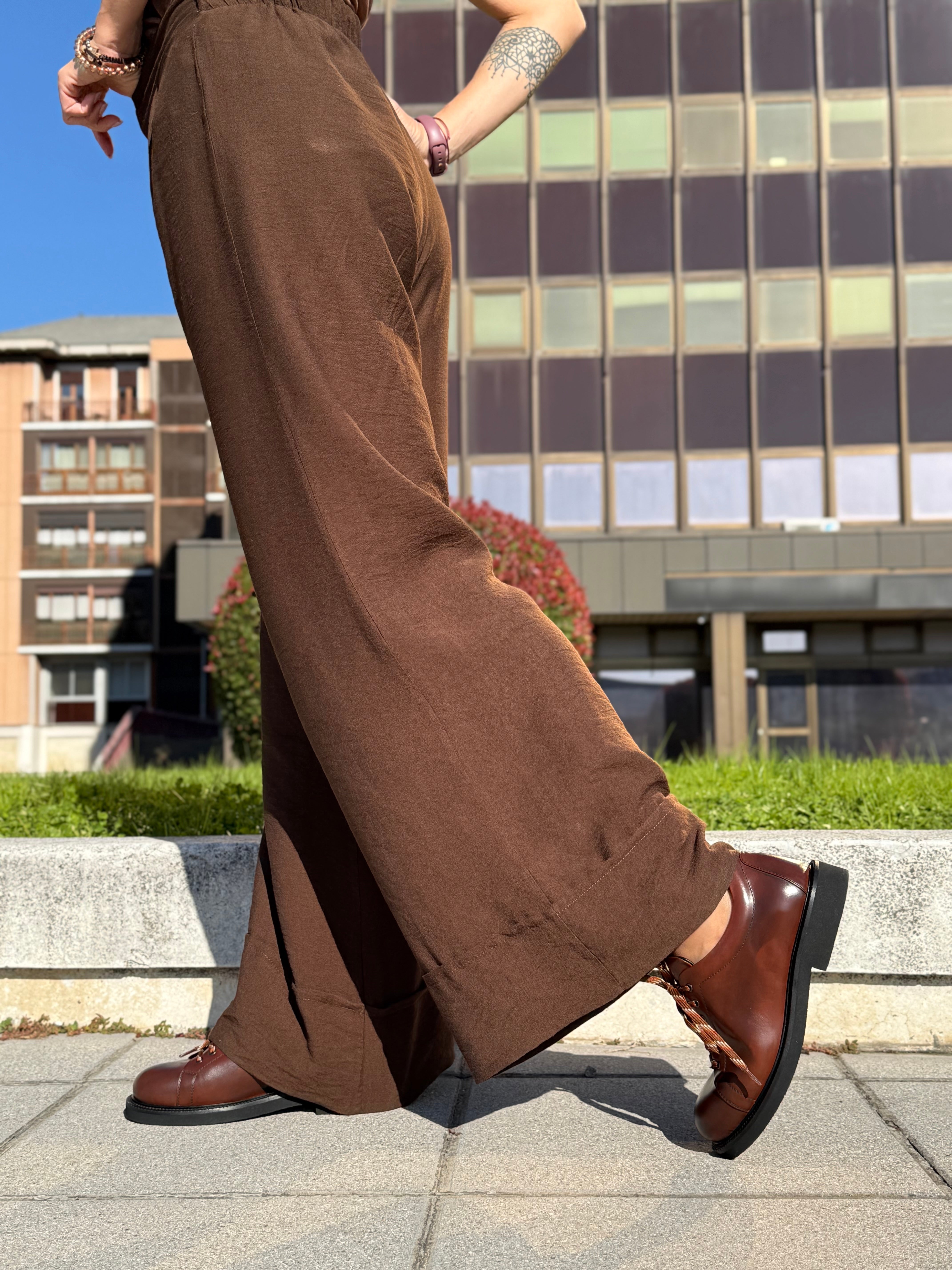 Image of Odle Brown scarpa bassa allacciata in pelle marrone artigianale marchigiana